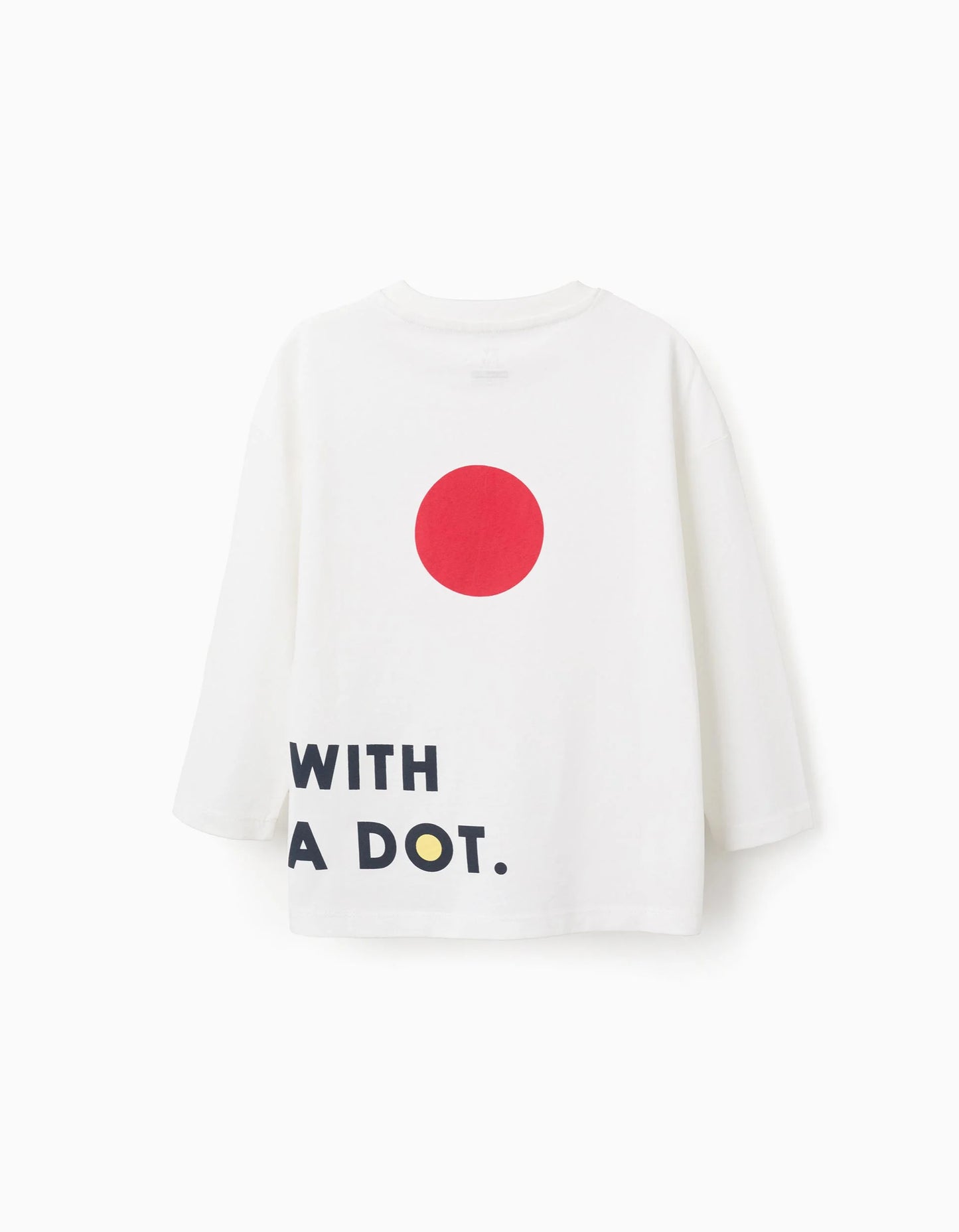 Long Sleeve Cotton T-shirt for Boys 'Dot', White