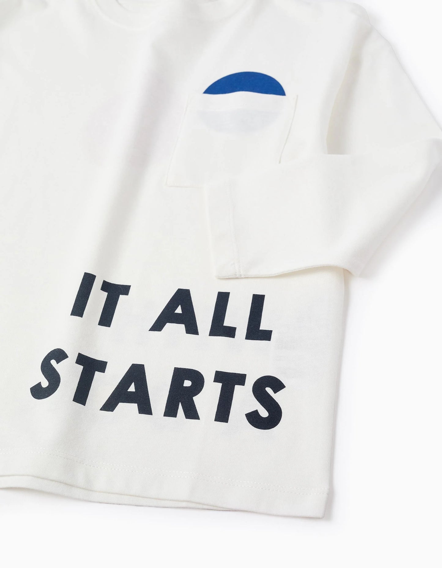 Long Sleeve Cotton T-shirt for Boys 'Dot', White