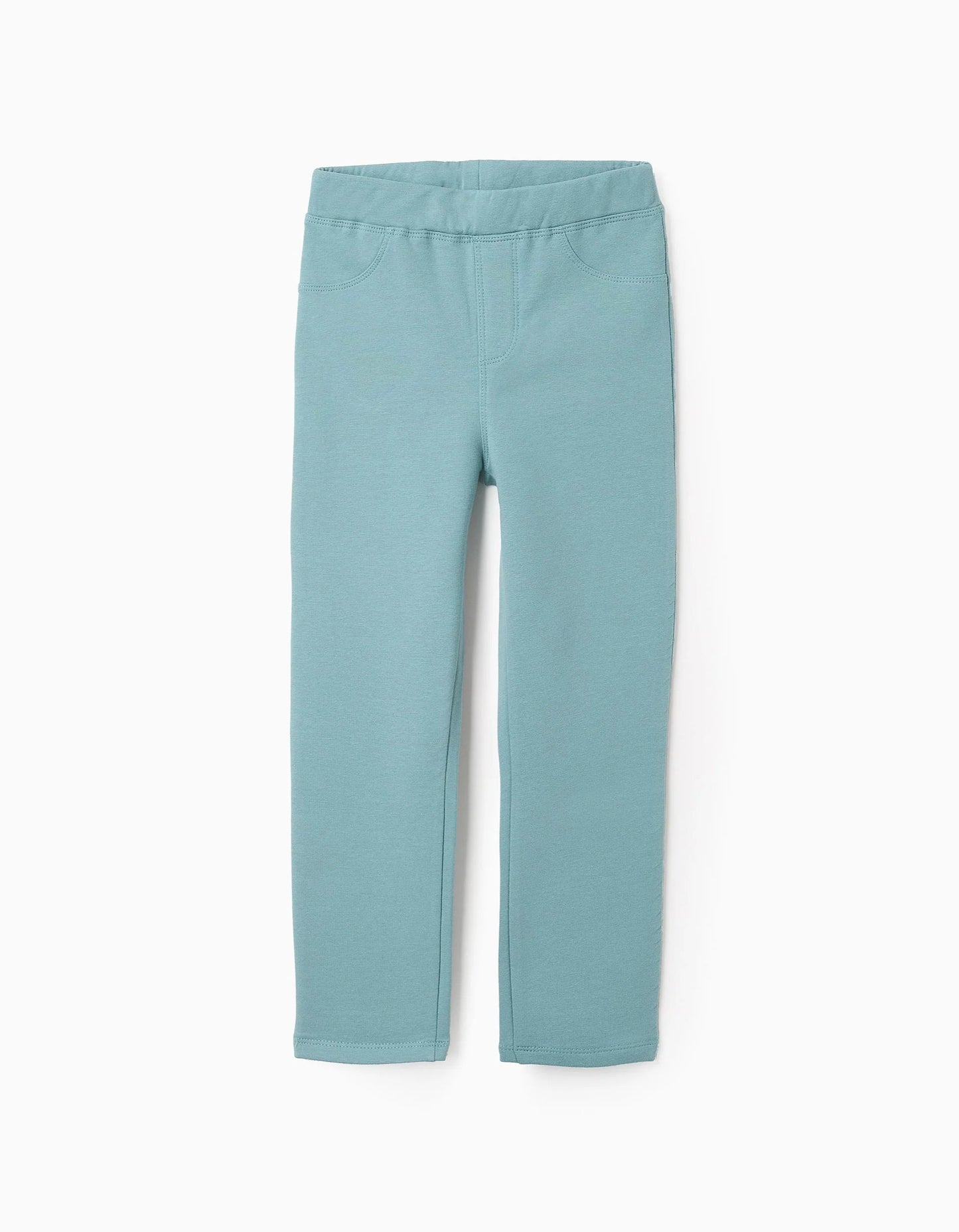 Brushed Jeggings with Adjustable Waist for Girls, Aqua Green