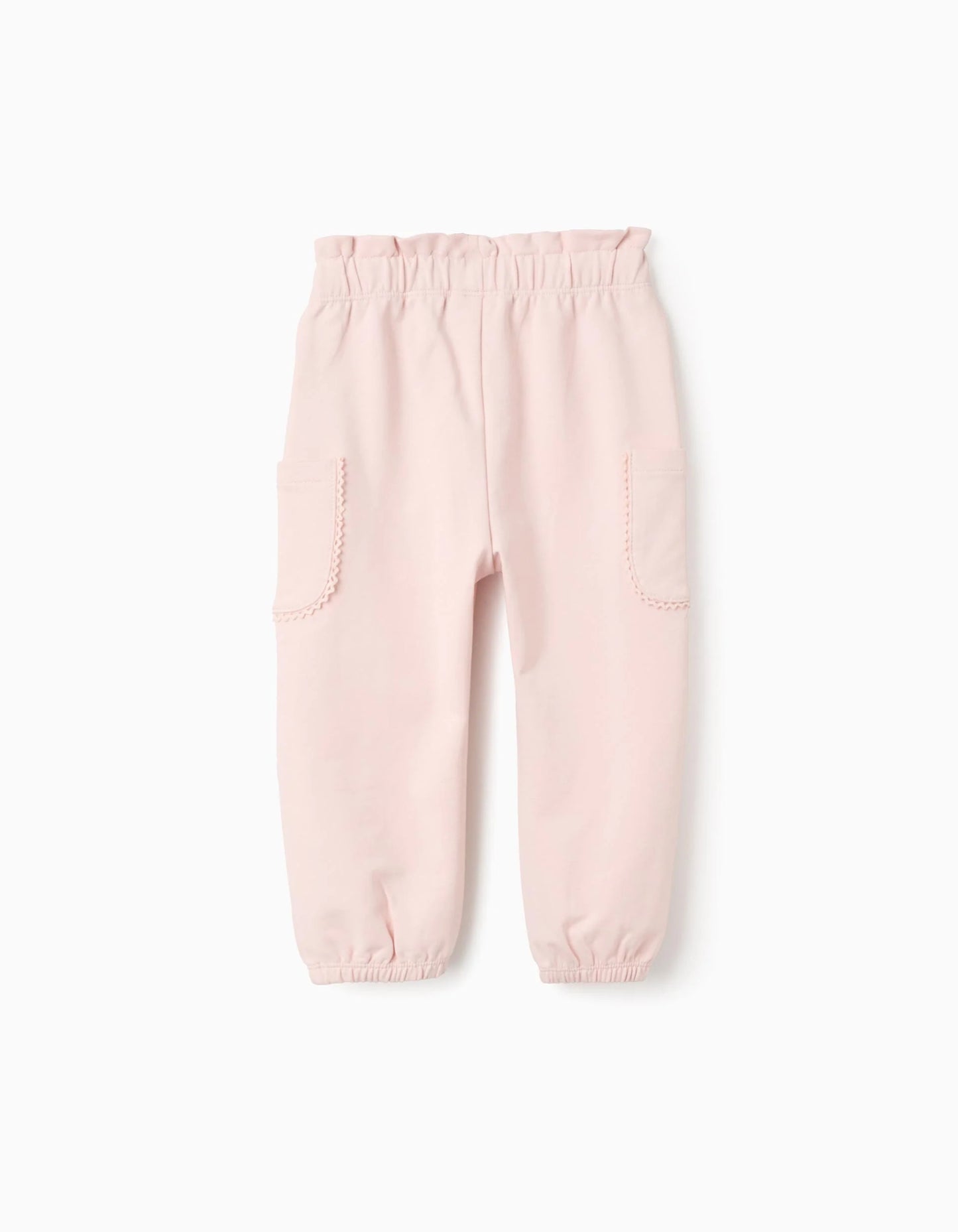 Joggers with Embroidered Pockets for Baby Girls, Pink
