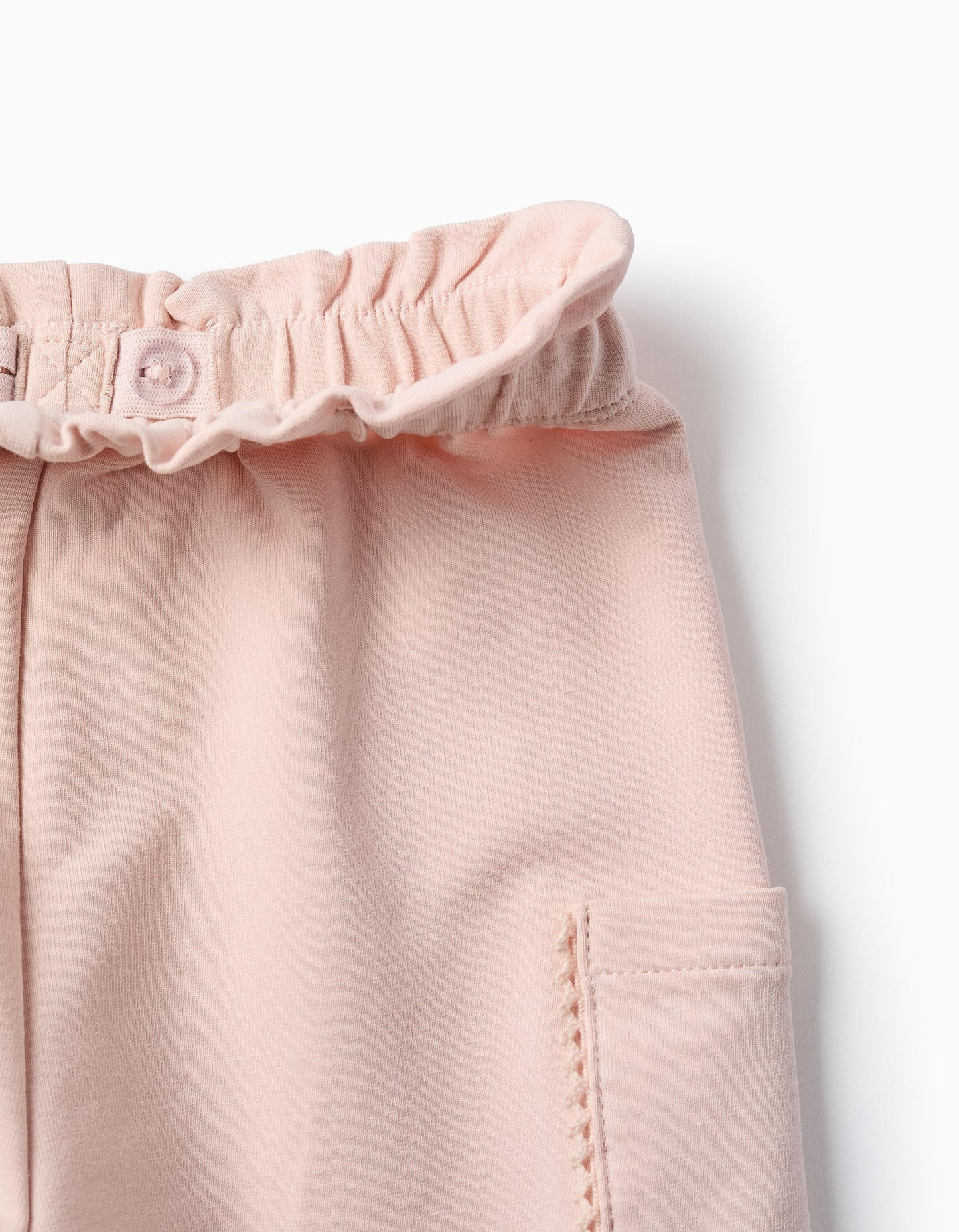 Joggers with Embroidered Pockets for Baby Girls, Pink