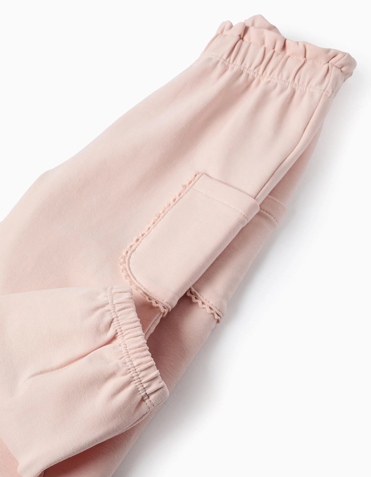 Joggers with Embroidered Pockets for Baby Girls, Pink