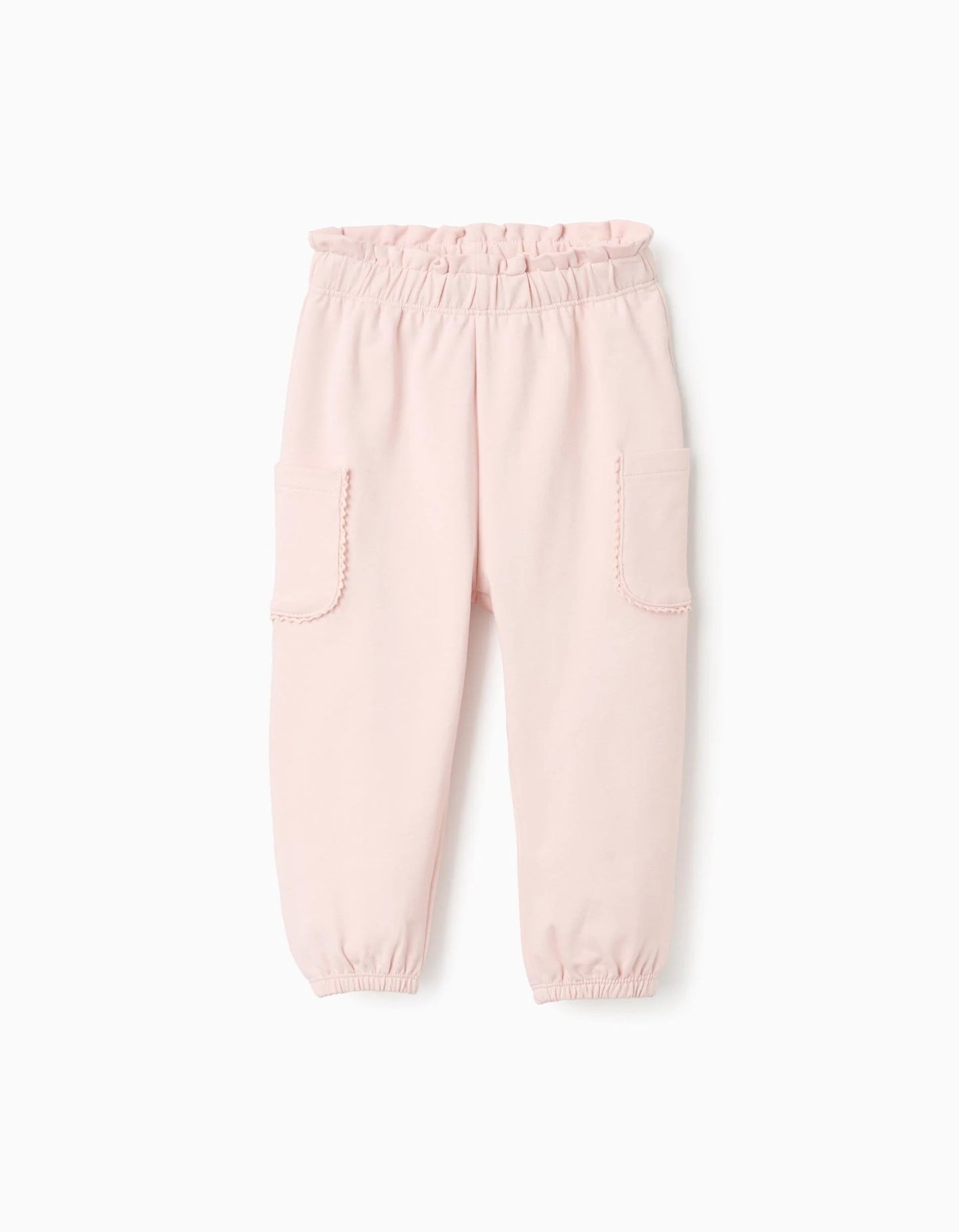 Joggers with Embroidered Pockets for Baby Girls, Pink