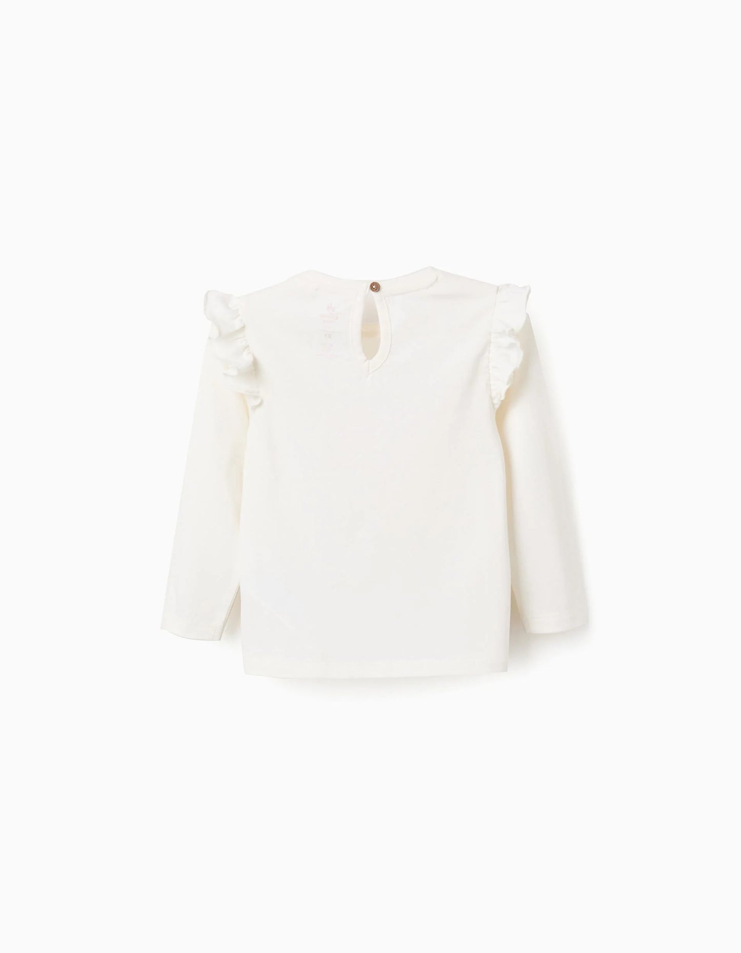 Cotton T-shirt with Ruffles for Baby Girls 'Marie', White