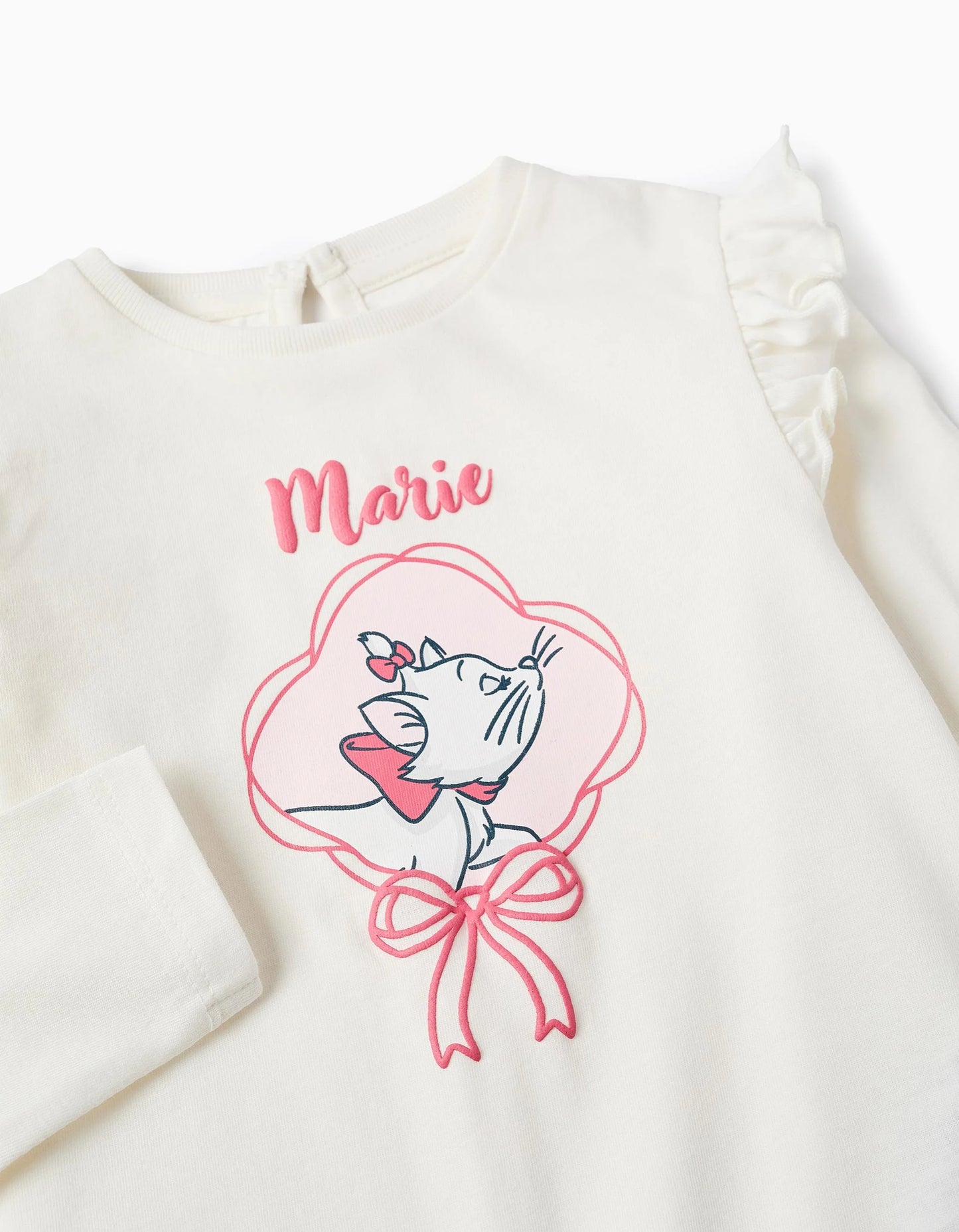Cotton T-shirt with Ruffles for Baby Girls 'Marie', White