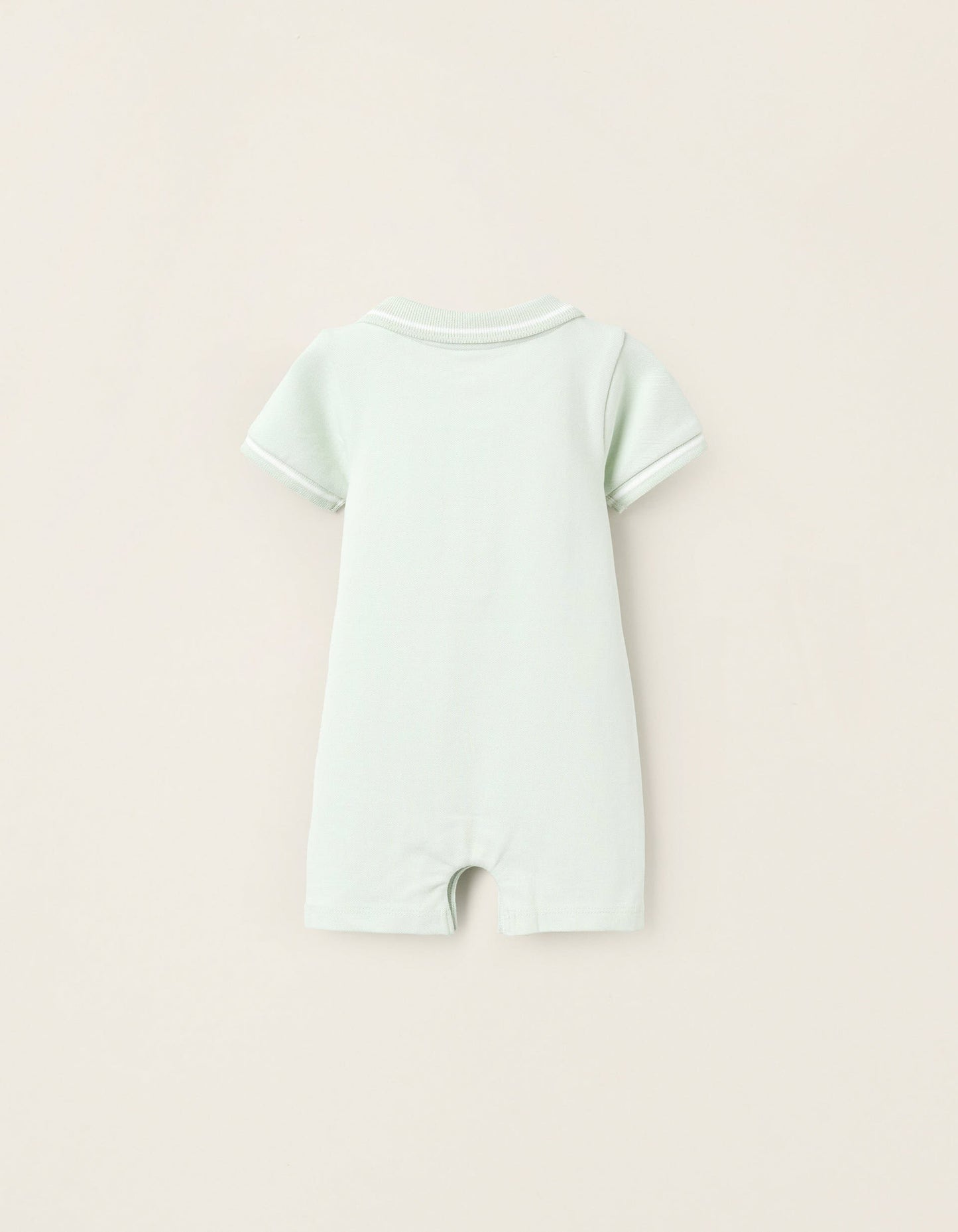 Piqué Polo Romper for Newborns, Aqua Green