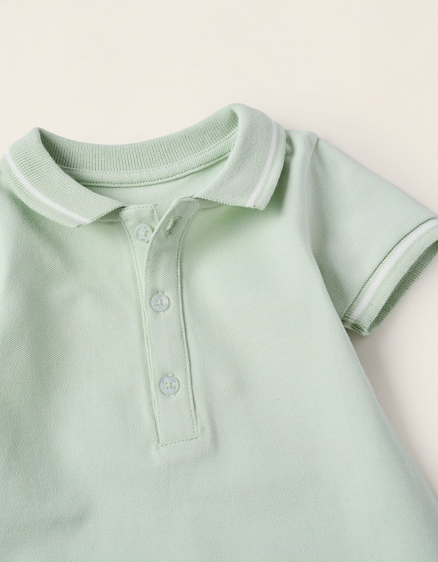 Piqué Polo Romper for Newborns, Aqua Green