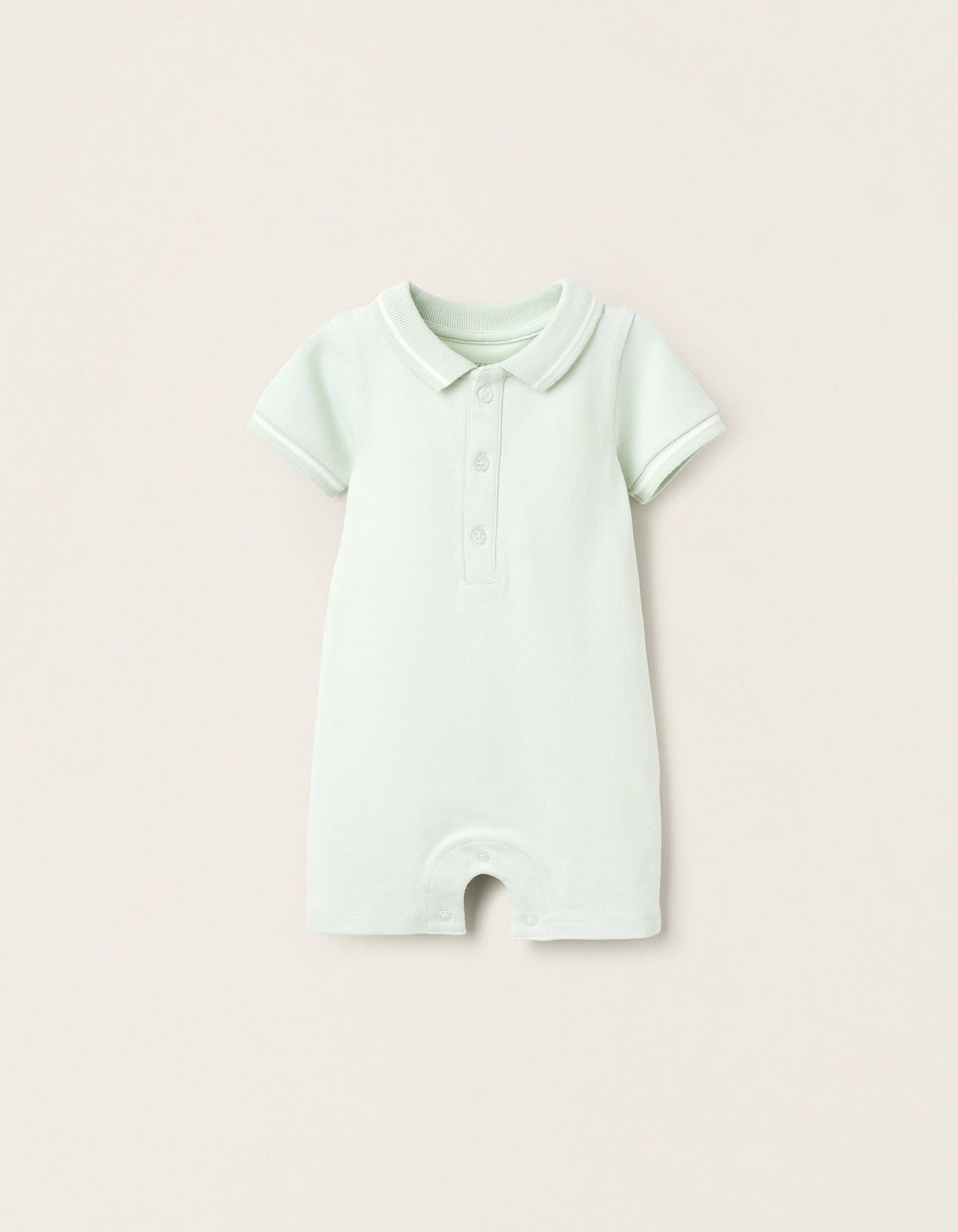 Piqué Polo Romper for Newborns, Aqua Green