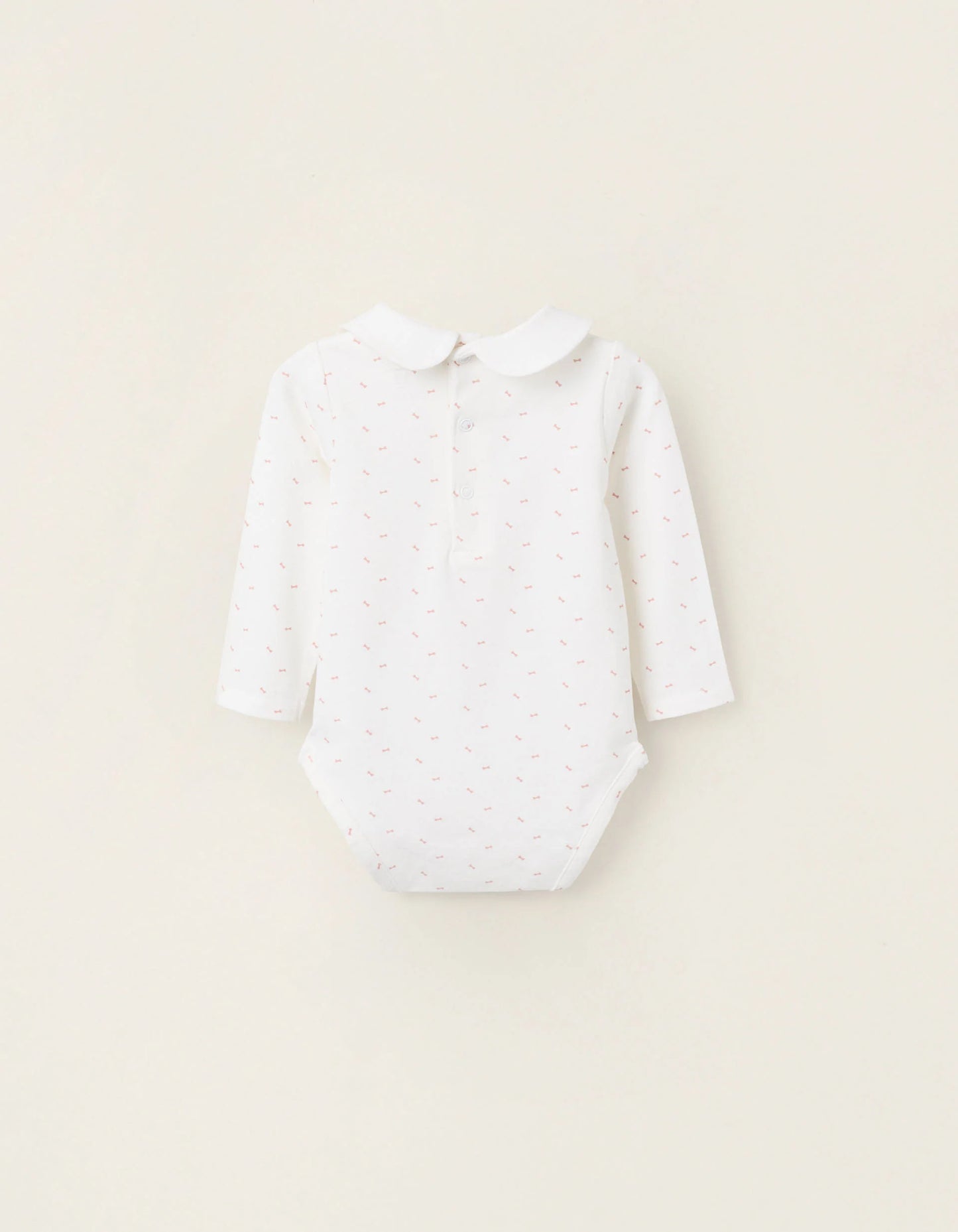 Bodysuit with Motif for Newborn Girls 'Bows', White/Pink