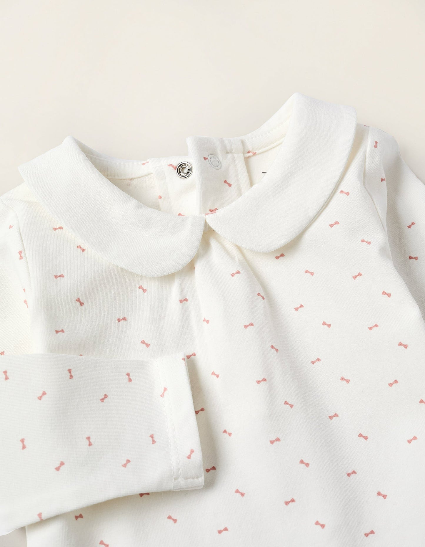 Bodysuit with Motif for Newborn Girls 'Bows', White/Pink