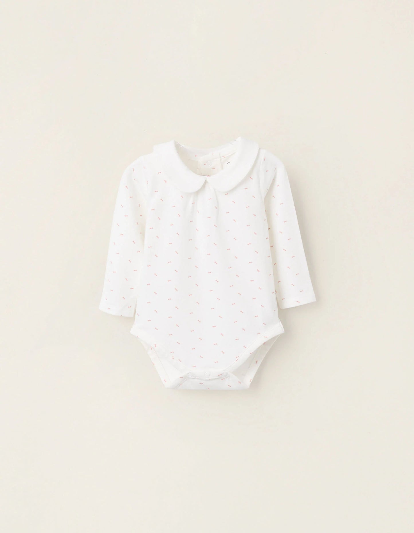 Bodysuit with Motif for Newborn Girls 'Bows', White/Pink