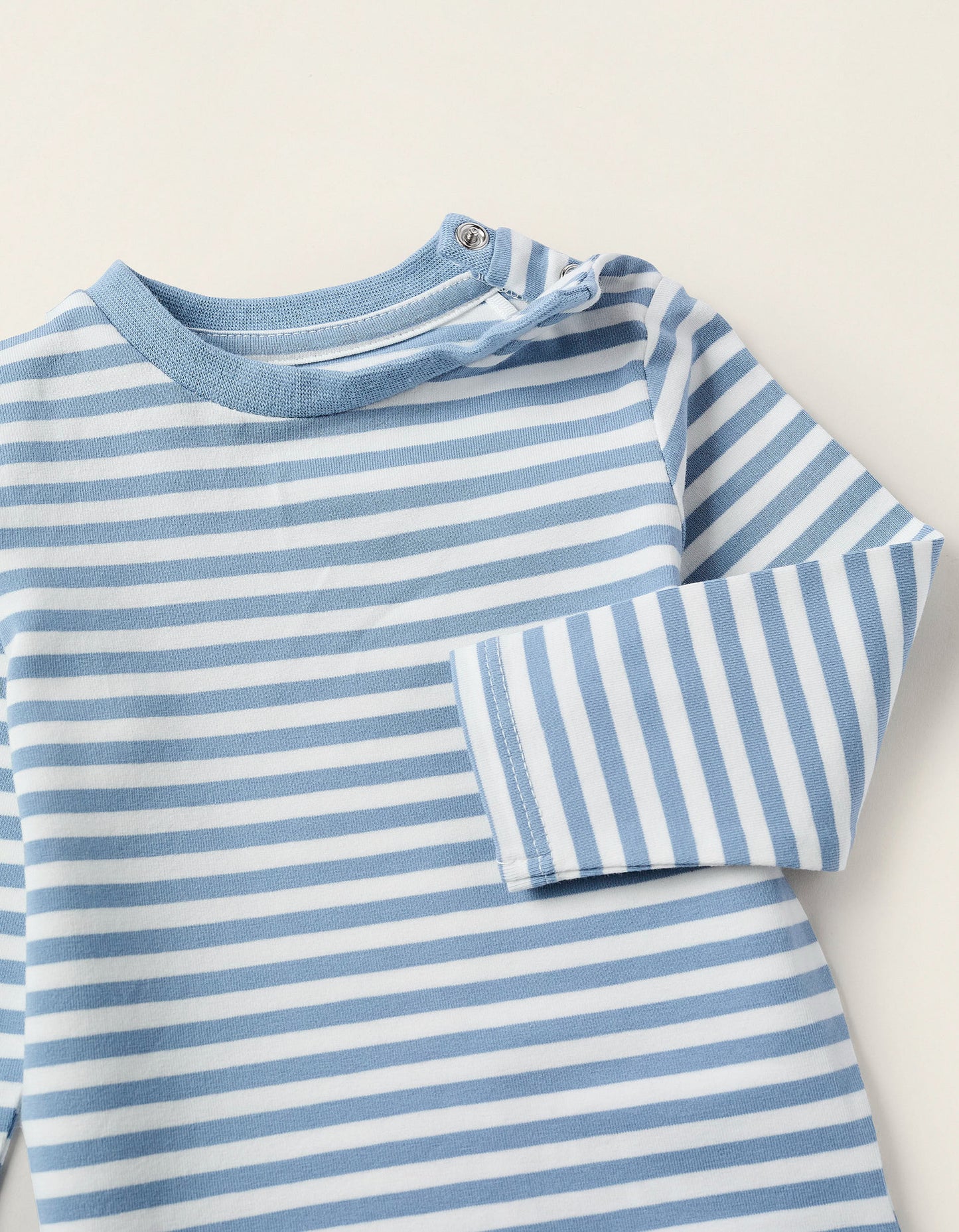 Striped Long Sleeve Bodysuit for Newborns, White/Blue