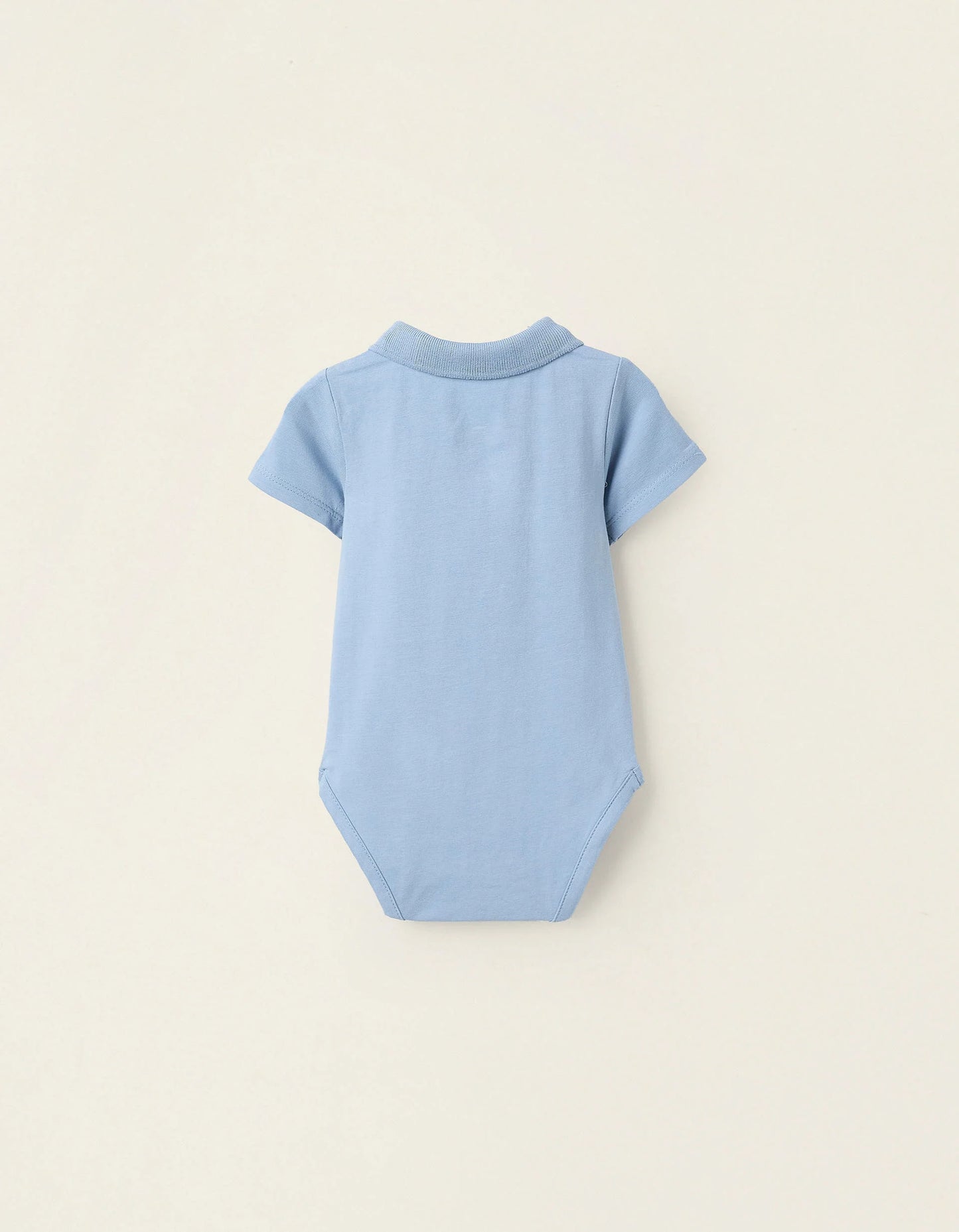 Polo-Bodysuit with Ribbed Collar for Newborns, Blue