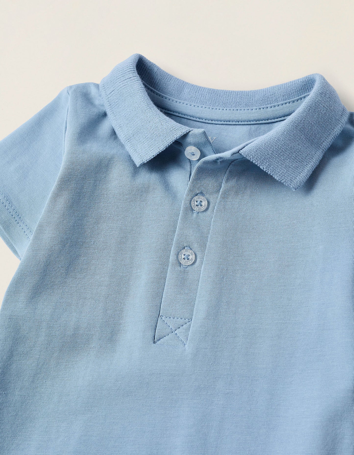Polo-Bodysuit with Ribbed Collar for Newborns, Blue