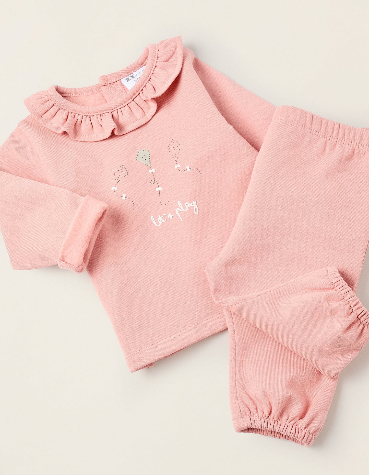 Sweatshirt + Footed Trousers for Newborn Girls 'Play', Pink