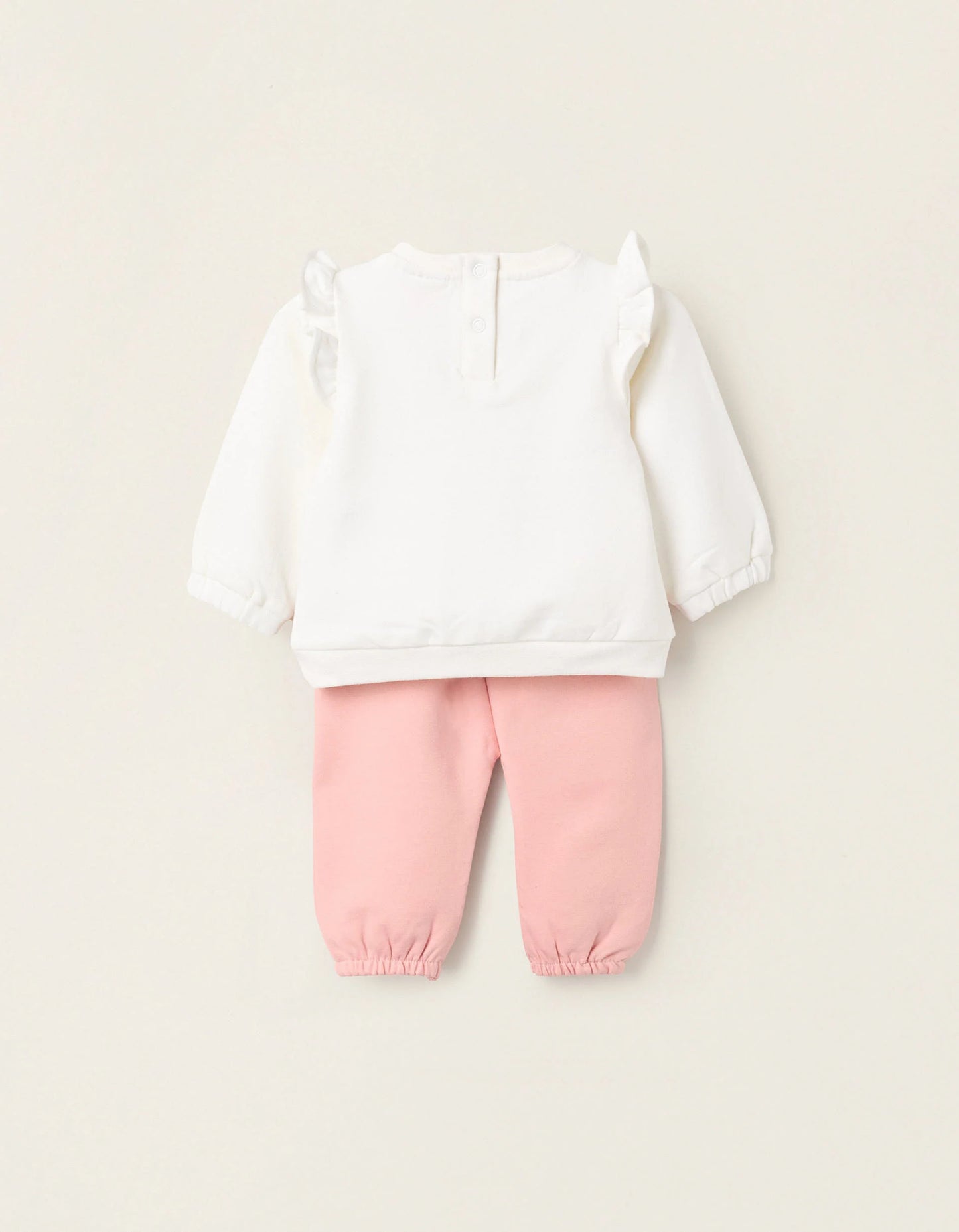 Brushed Sweatshirt + Trousers for Newborns 'Winnie', White/Pink