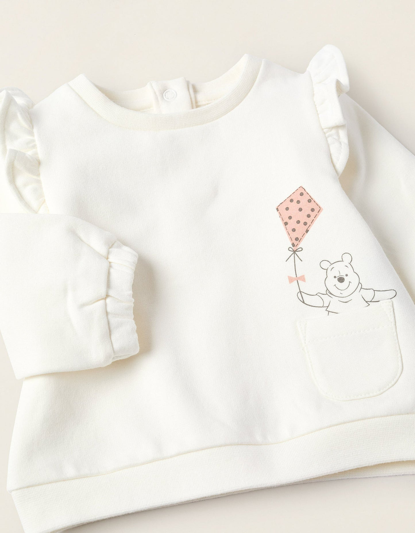 Brushed Sweatshirt + Trousers for Newborns 'Winnie', White/Pink