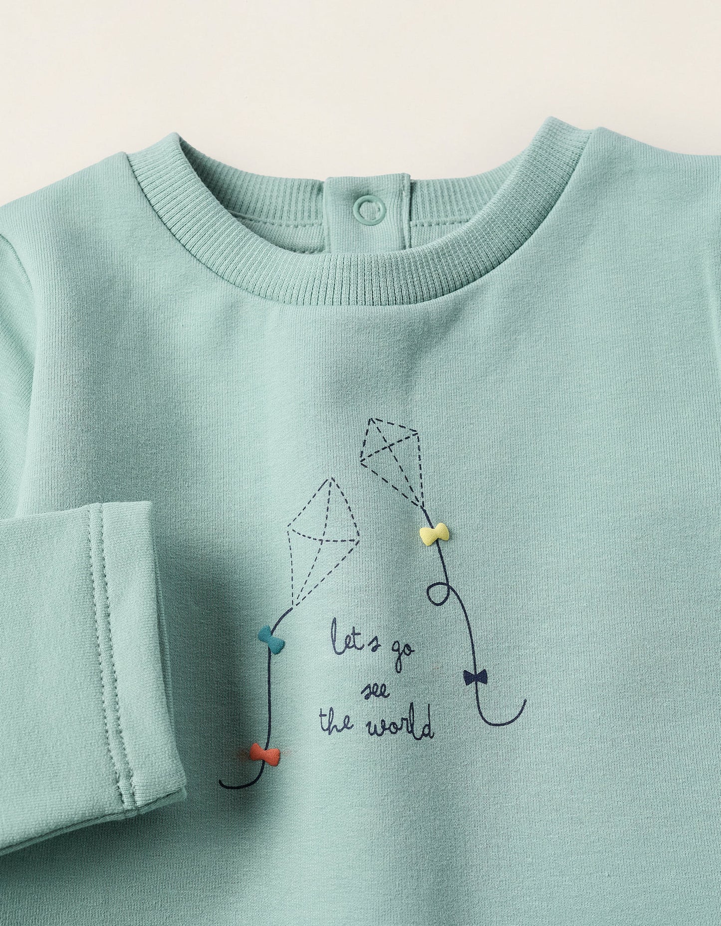 Brushed Sweatshirt + Trousers for Newborns 'Kite', Green