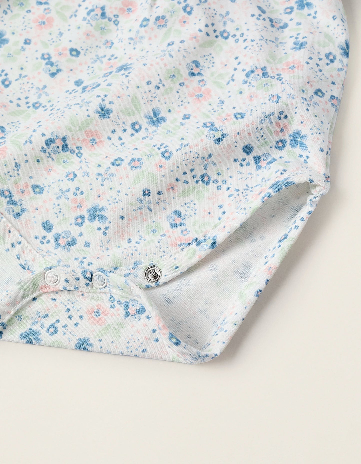 Floral Bodysuit for Newborn Girls, White/Blue/Green/Pink