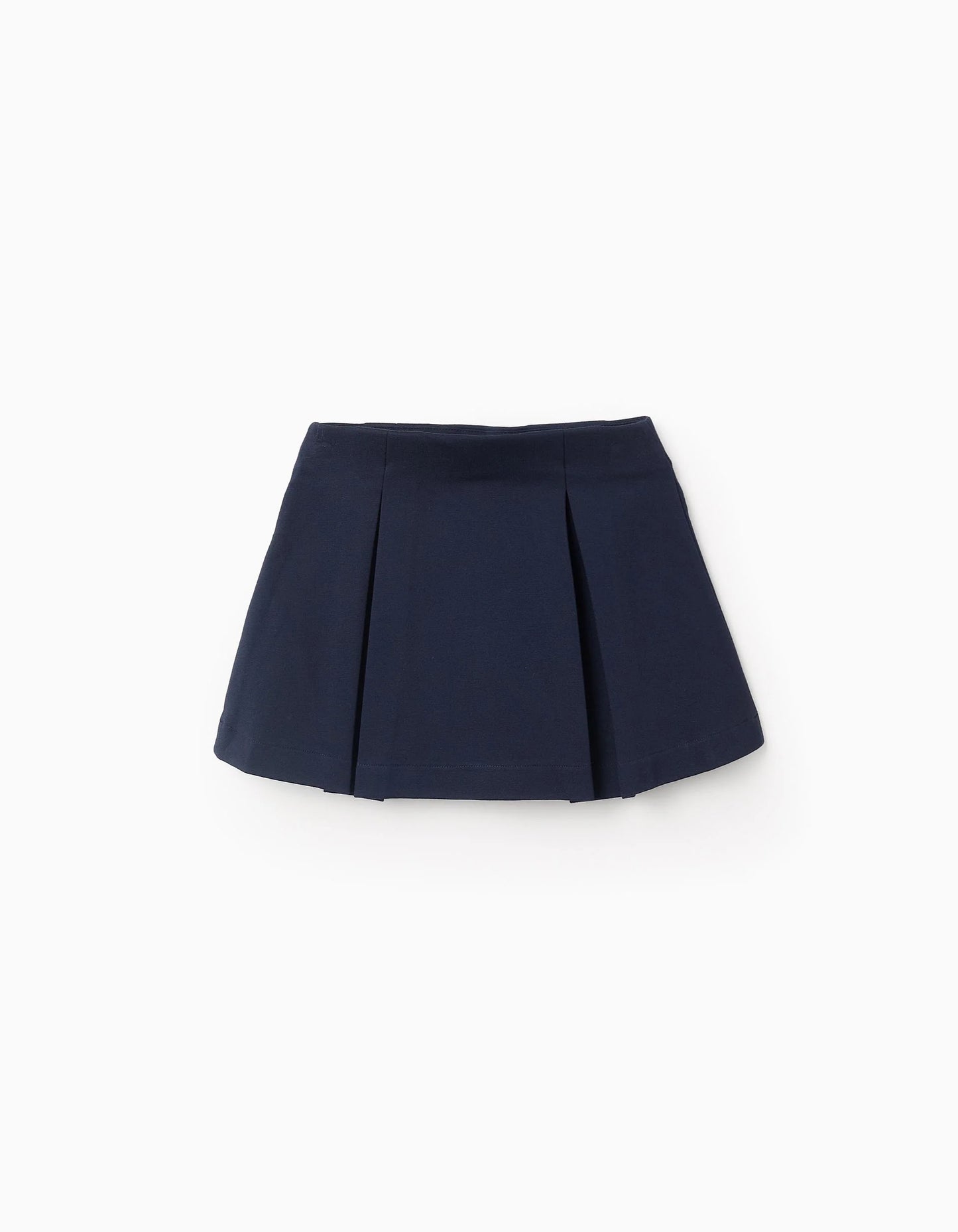 Roma Knit Pleated Skirt for Girls, Dark Blue