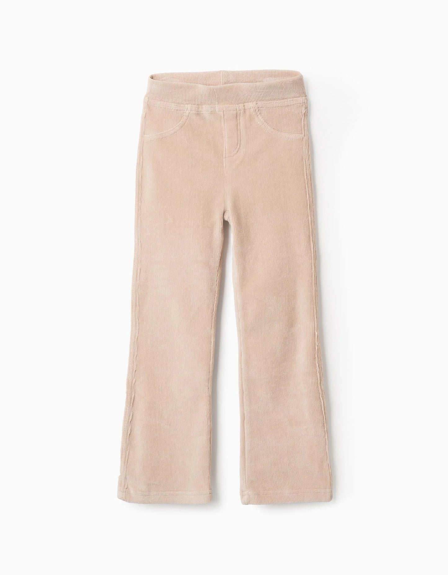 Flared corduroy leggings for girls, beige