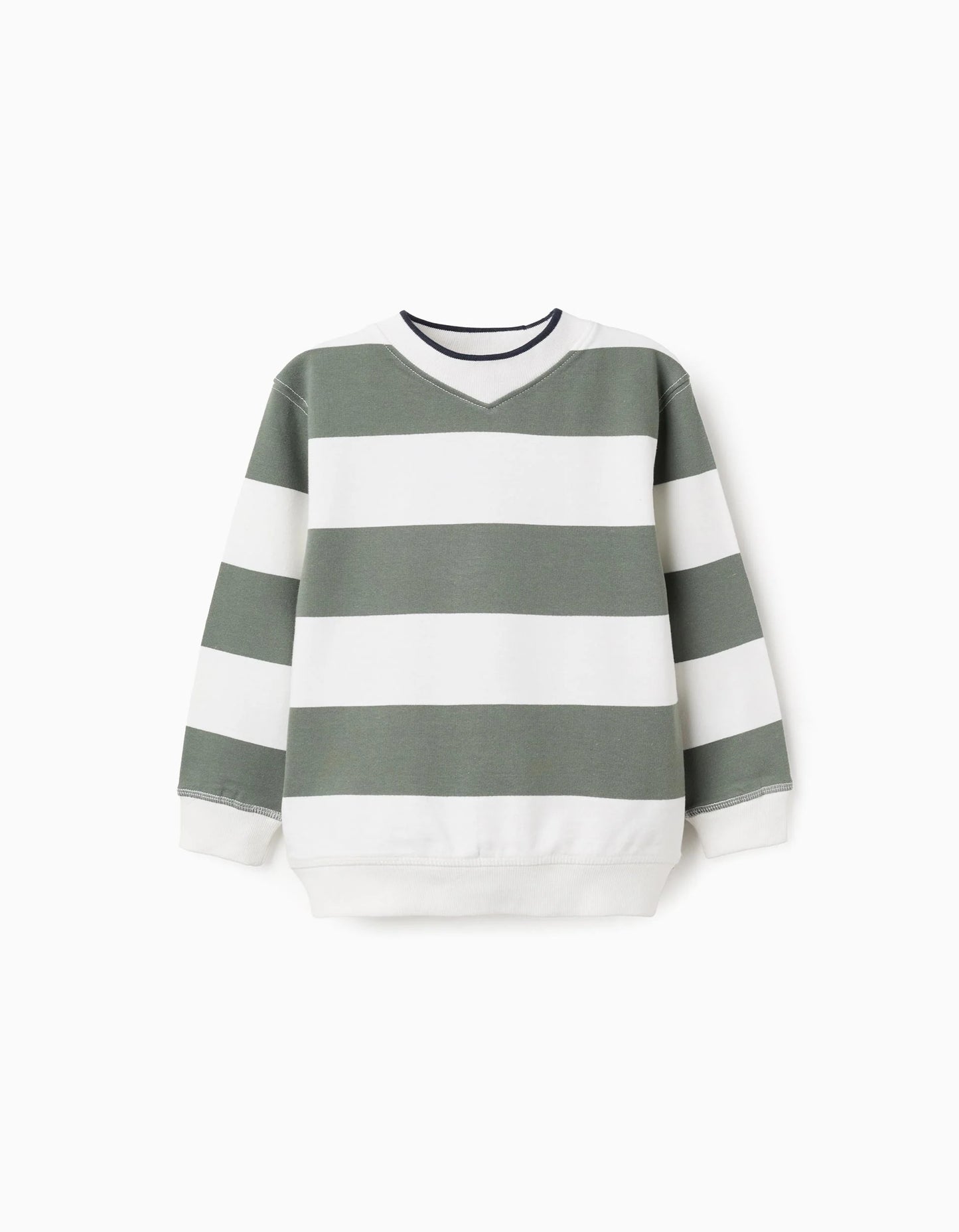 Striped Sweatshirt for Boys, Green/White