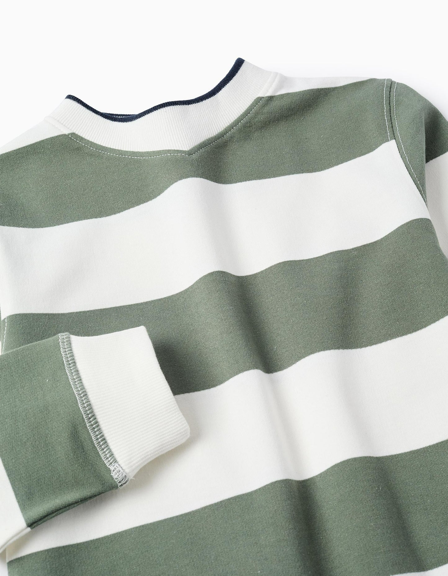 Striped Sweatshirt for Boys, Green/White