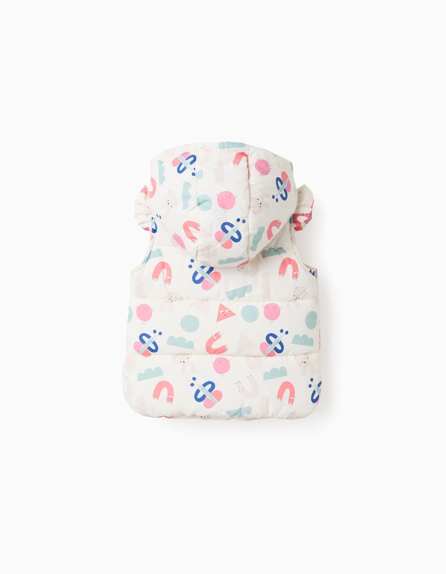 Padded Vest with Hood and Ruffles for Baby Girls 'Shapes', Beige