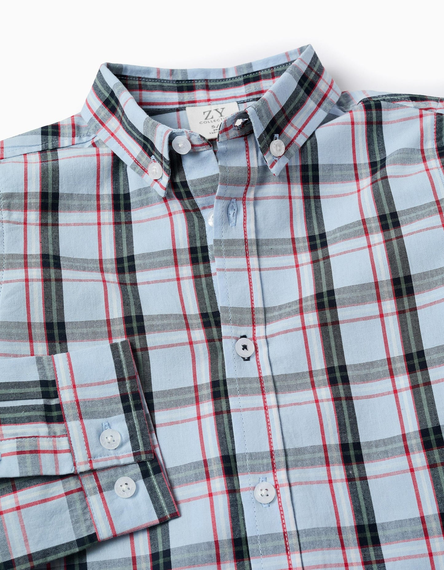 Cotton Shirt with Check for Boys, Blue/Red/Black/Green