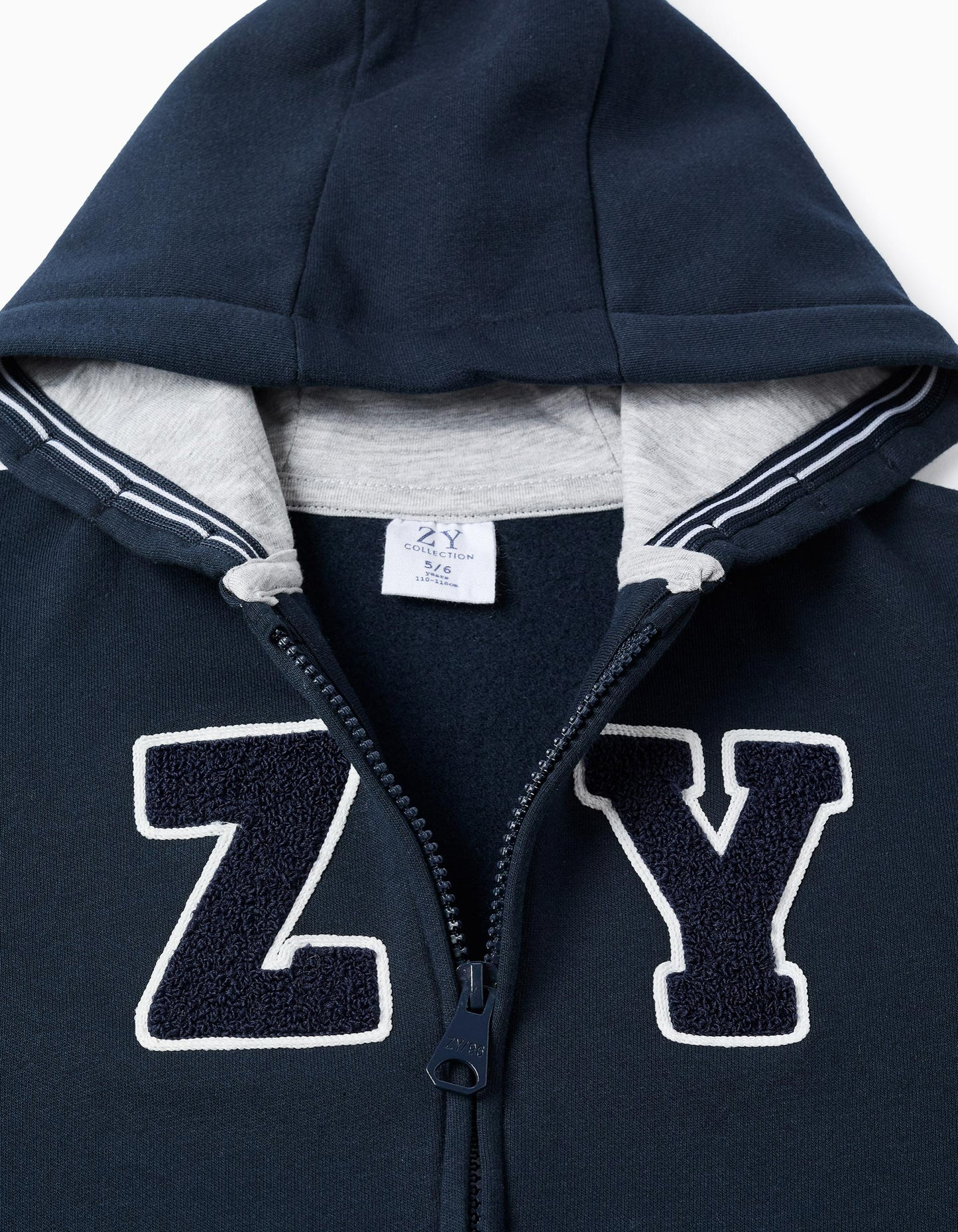 Brushed Hooded Jacket 'ZY' for Boys, Dark Blue/Grey
