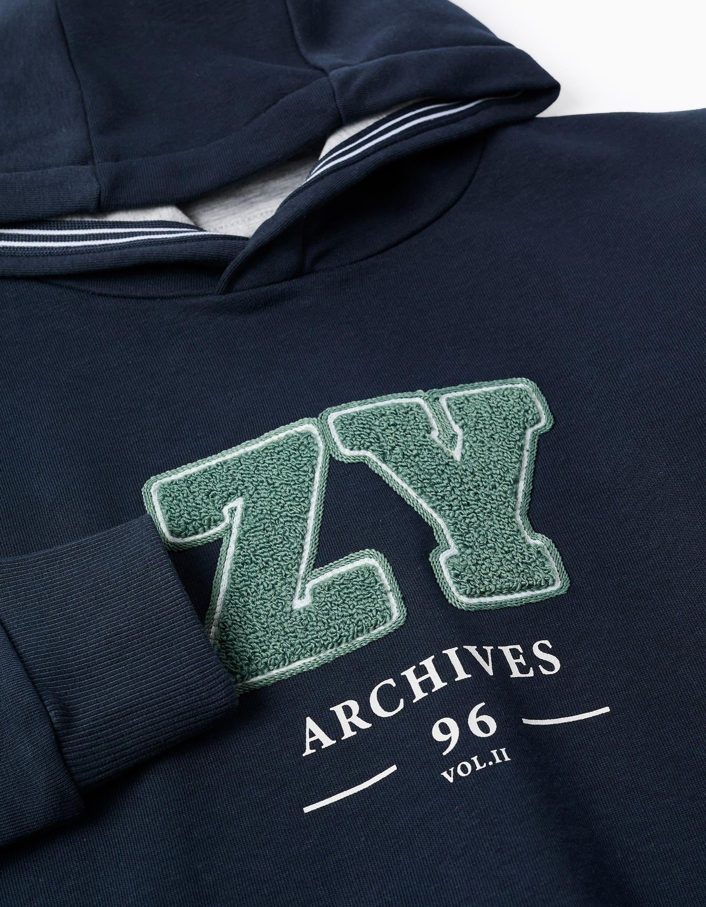 Hooded Sweatshirt with Bouclé for Boys 'ZY Archives', Dark Blue