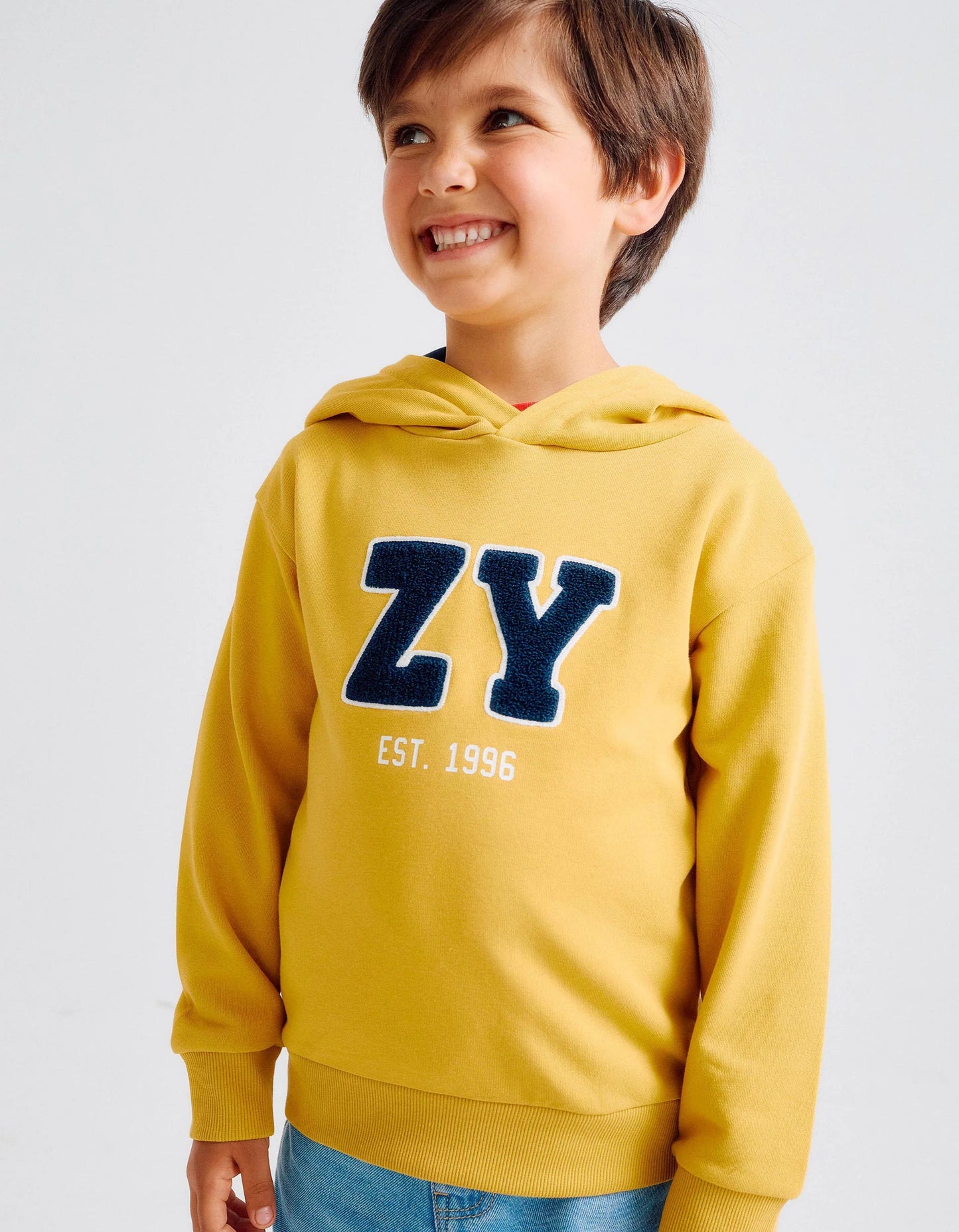 Hooded Sweatshirt with Bouclé for Boys 'ZY Archives', Yellow