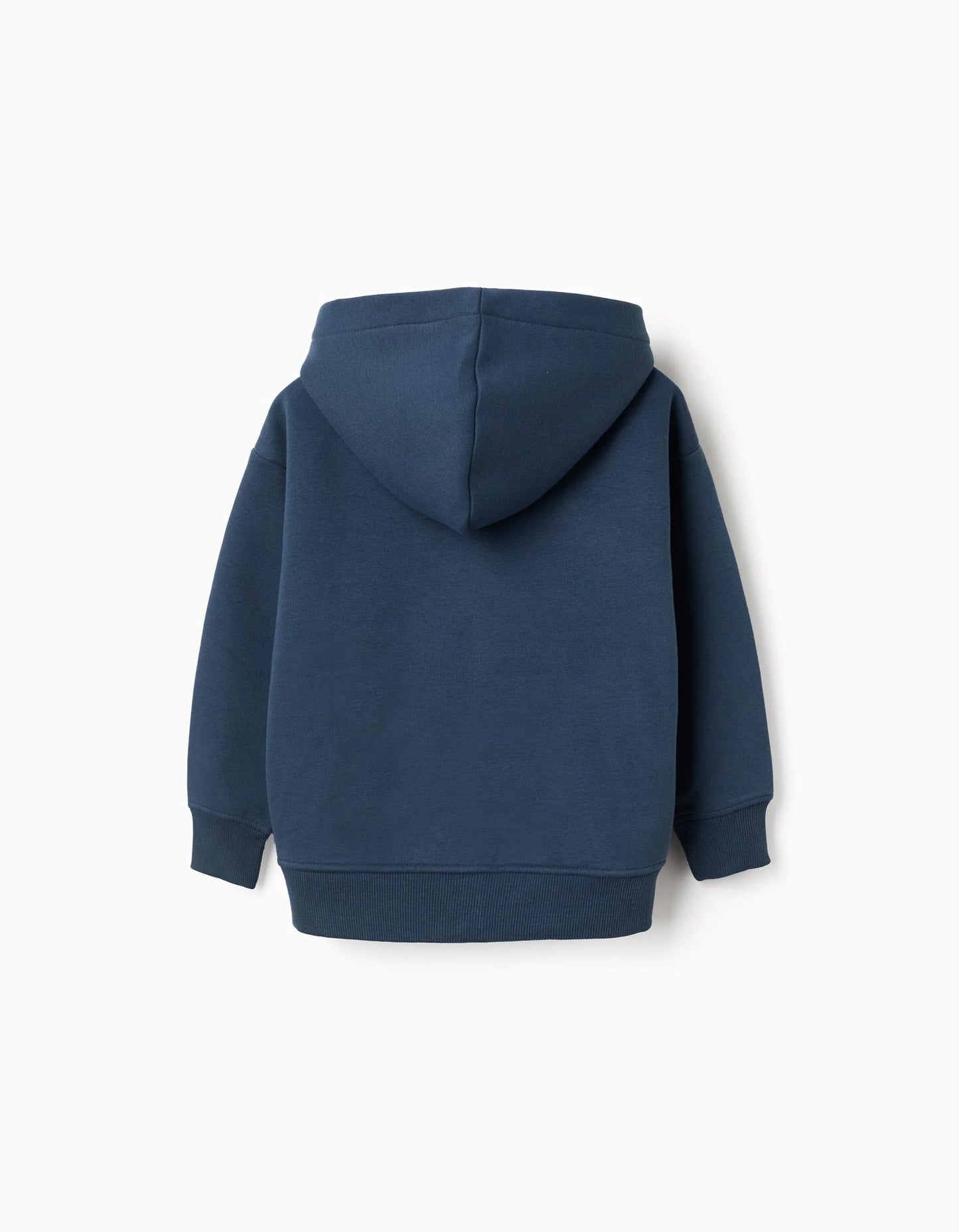 Brushed hooded jacket with 'Arts College' print for boys, blue