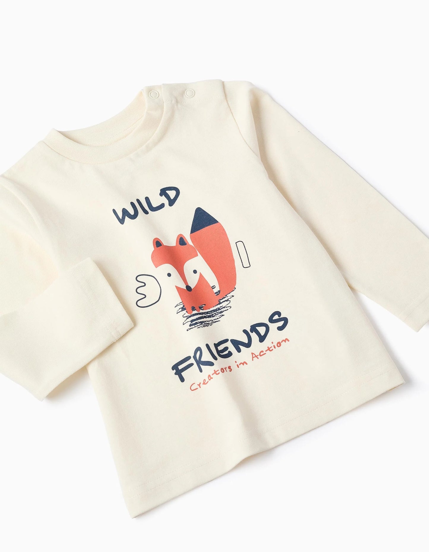 3-piece set with fox print for baby boys, orange/white/blue