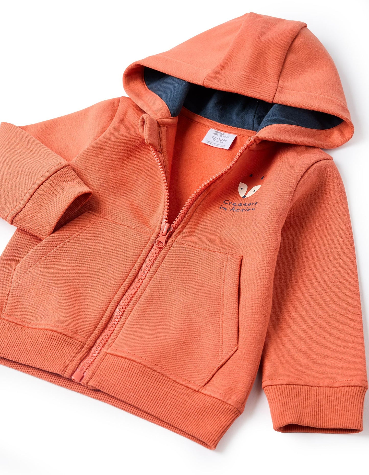 3-piece set with fox print for baby boys, orange/white/blue