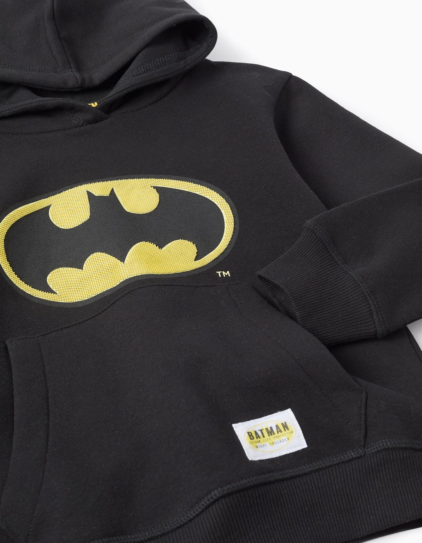Hooded Sweatshirt with Kangaroo Pocket for Boys 'Batman' , Black