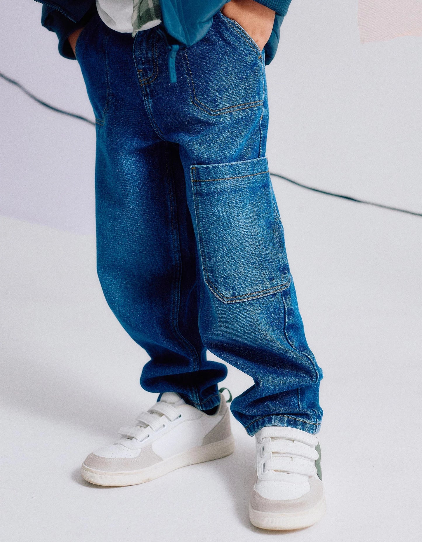 Cargo Jeans in Cotton for Boys 'Baggy Fit', Blue