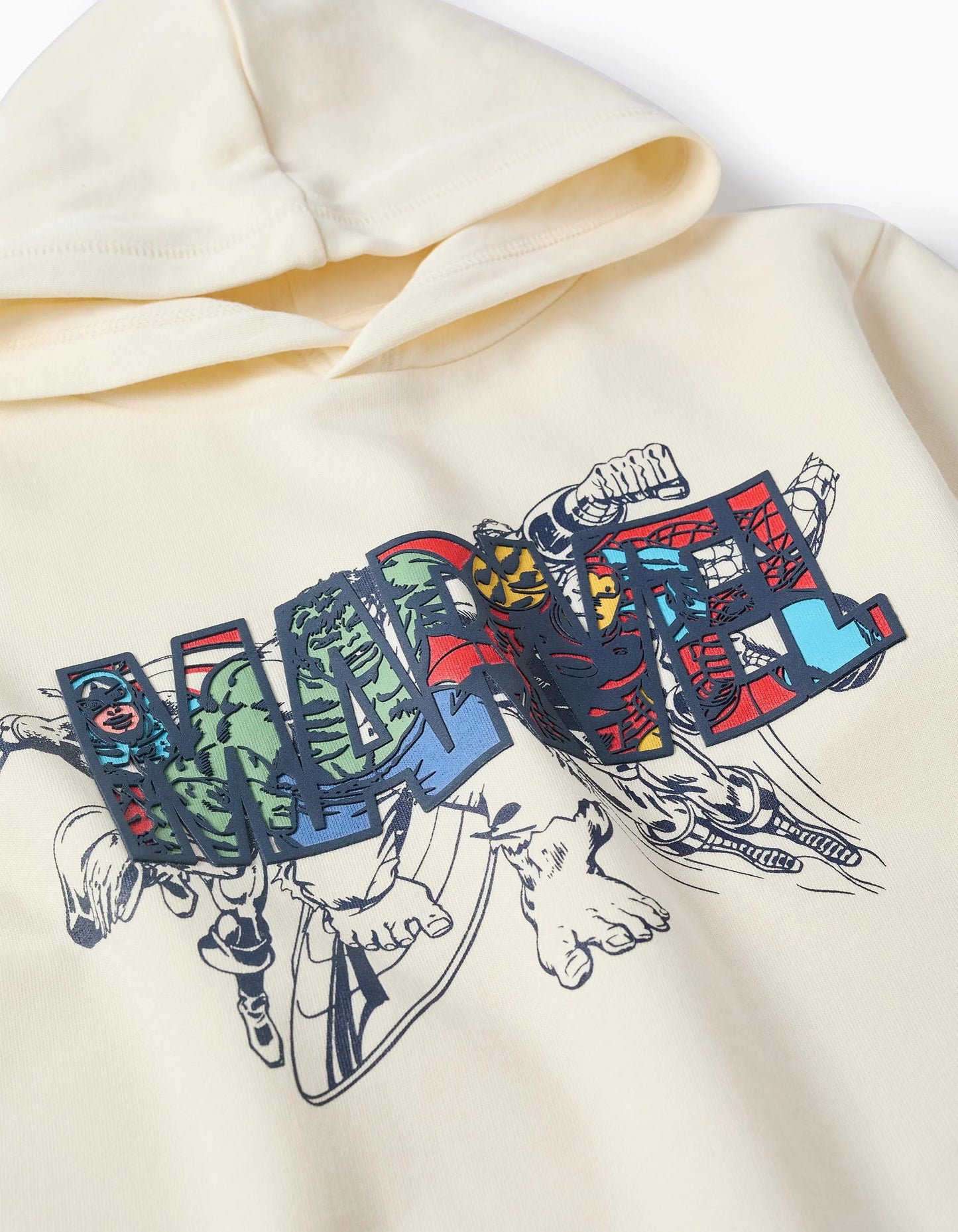 Hooded Sweatshirt with Print for Boys 'Avengers', White