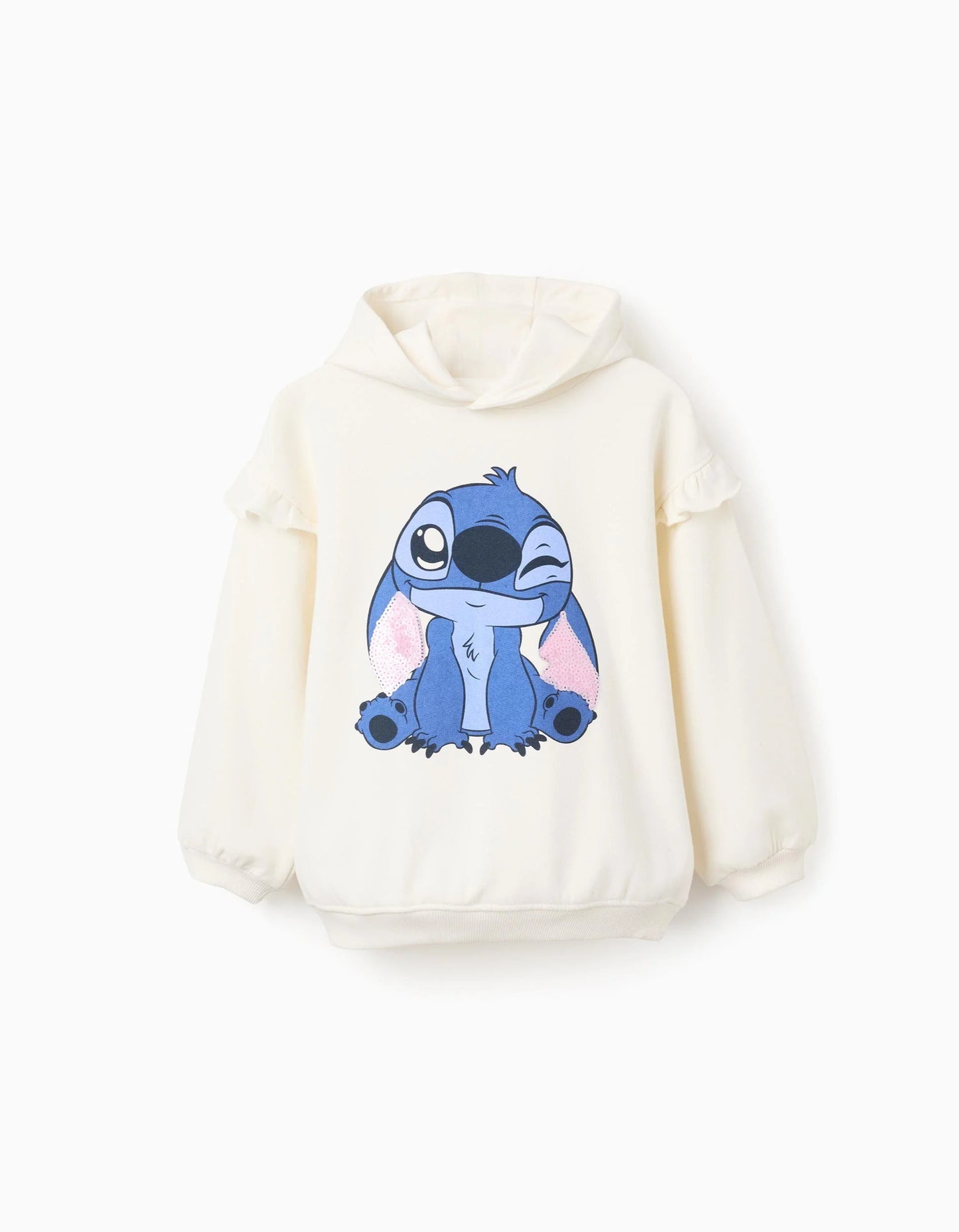 Hooded Sweatshirt with Sequins for Girls 'Stitch', Beige