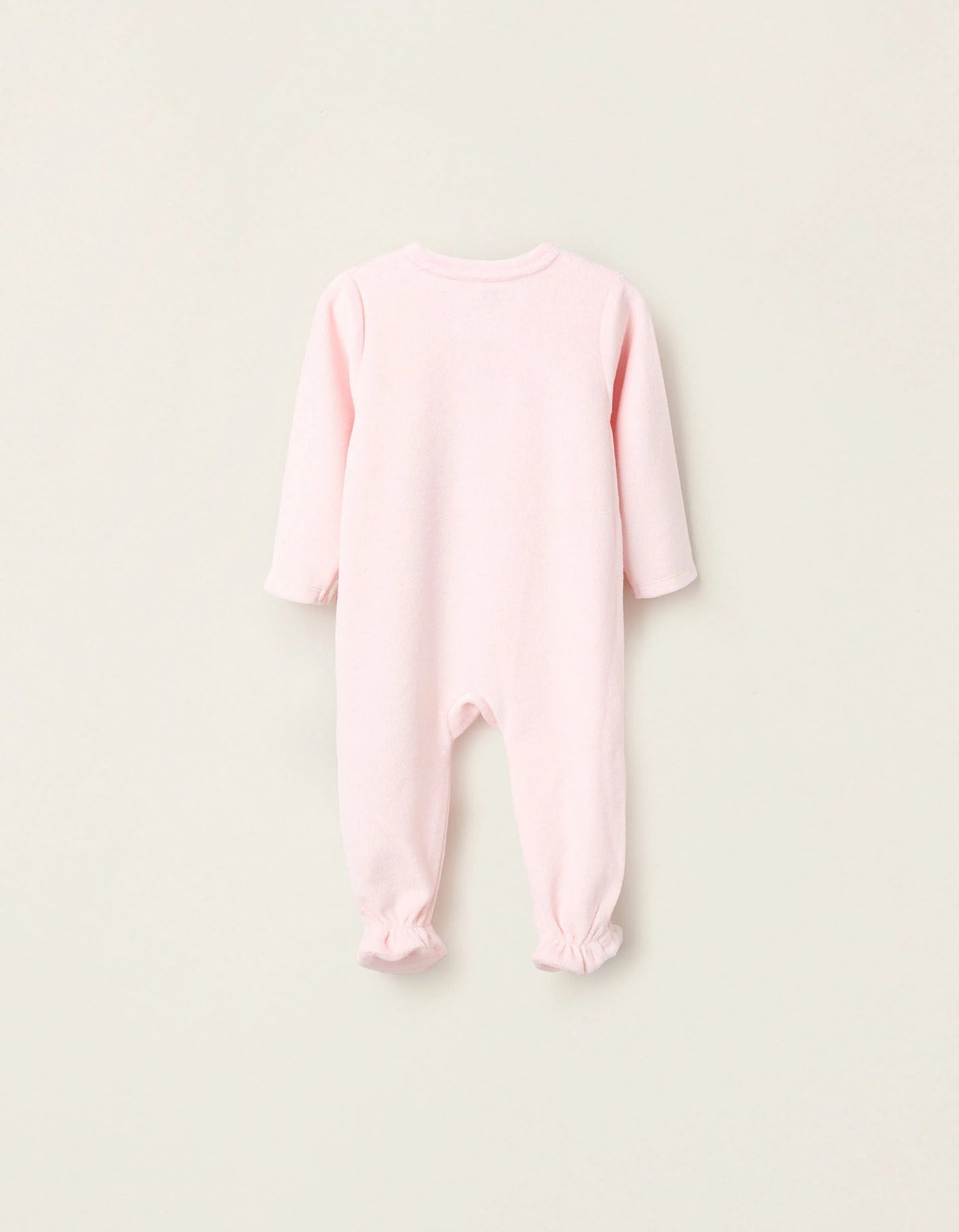 Velour Sleepsuit for Baby Girls 'Family Love', Light Pink