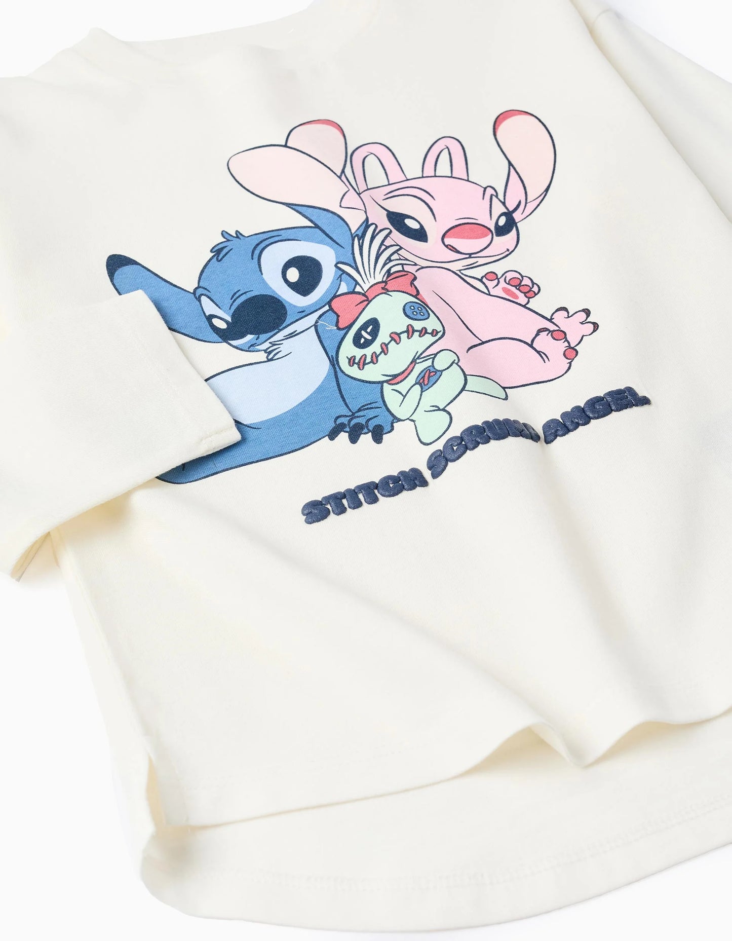 Long Sleeve T-shirt for Girls 'Stitch, Scrump & Angel', White
