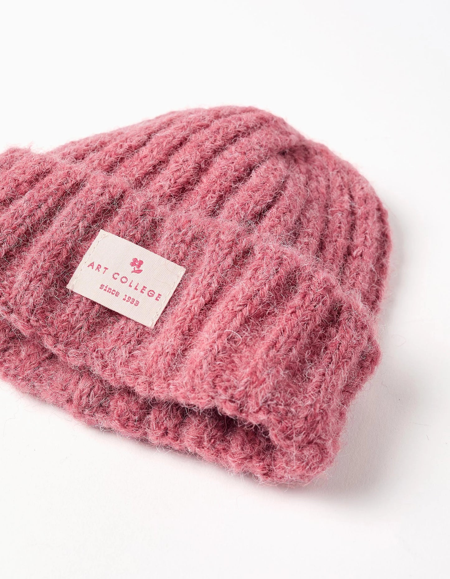 Thick Cable Knit Beanie for Girls, Dark Pink