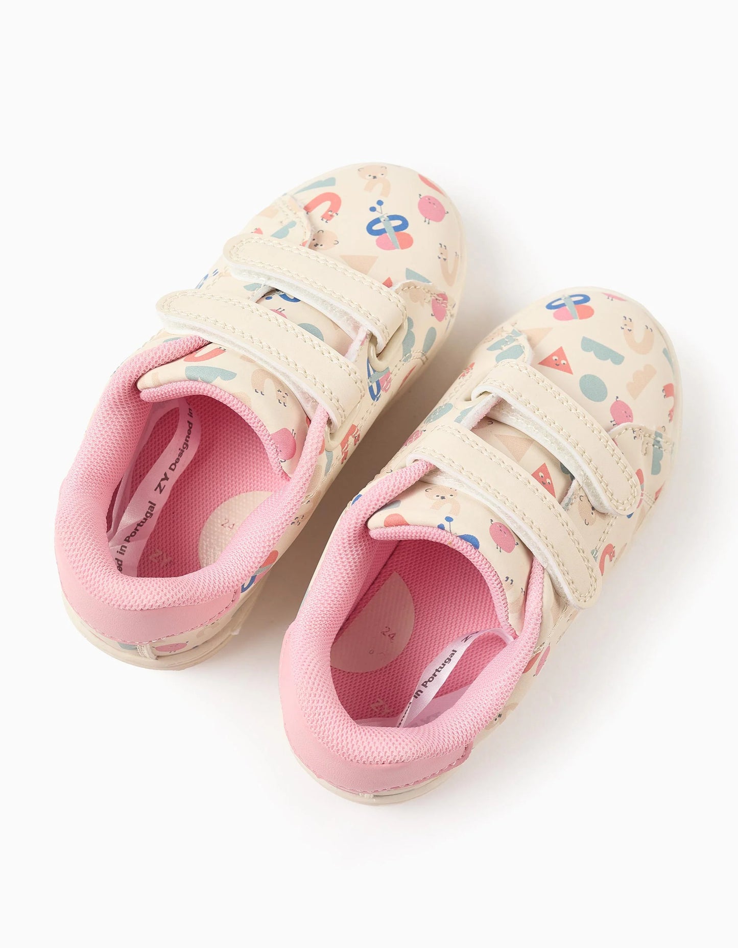 Trainers with Pattern and Touch-fasteners for Baby Girls, Beige/Pink