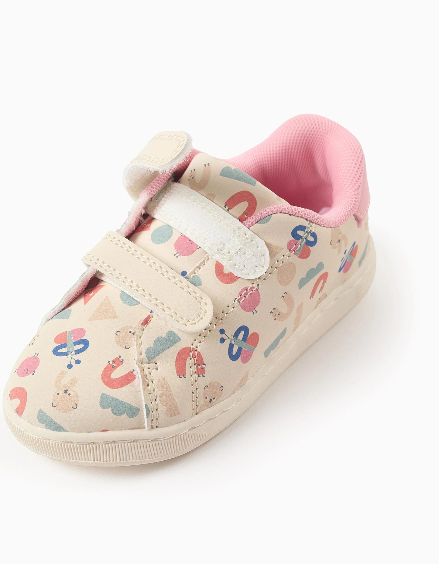 Trainers with Pattern and Touch-fasteners for Baby Girls, Beige/Pink
