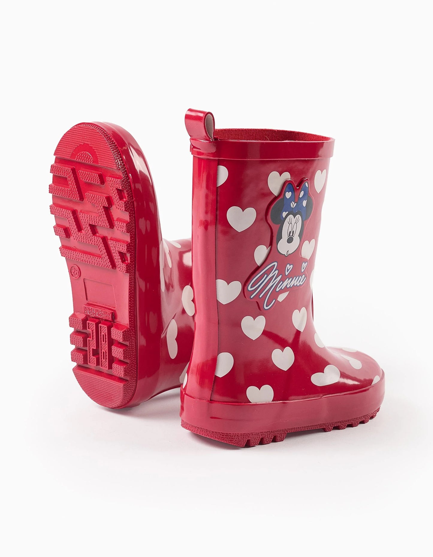 Heart Print Wellies for Girls 'Minnie', Red