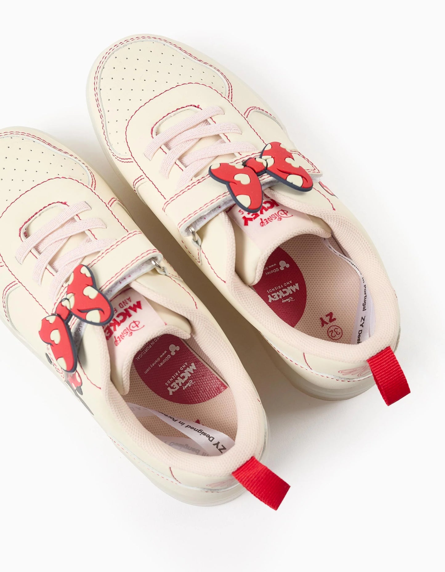 Light-Up Trainers for Girls 'Minnie', Beige/Red