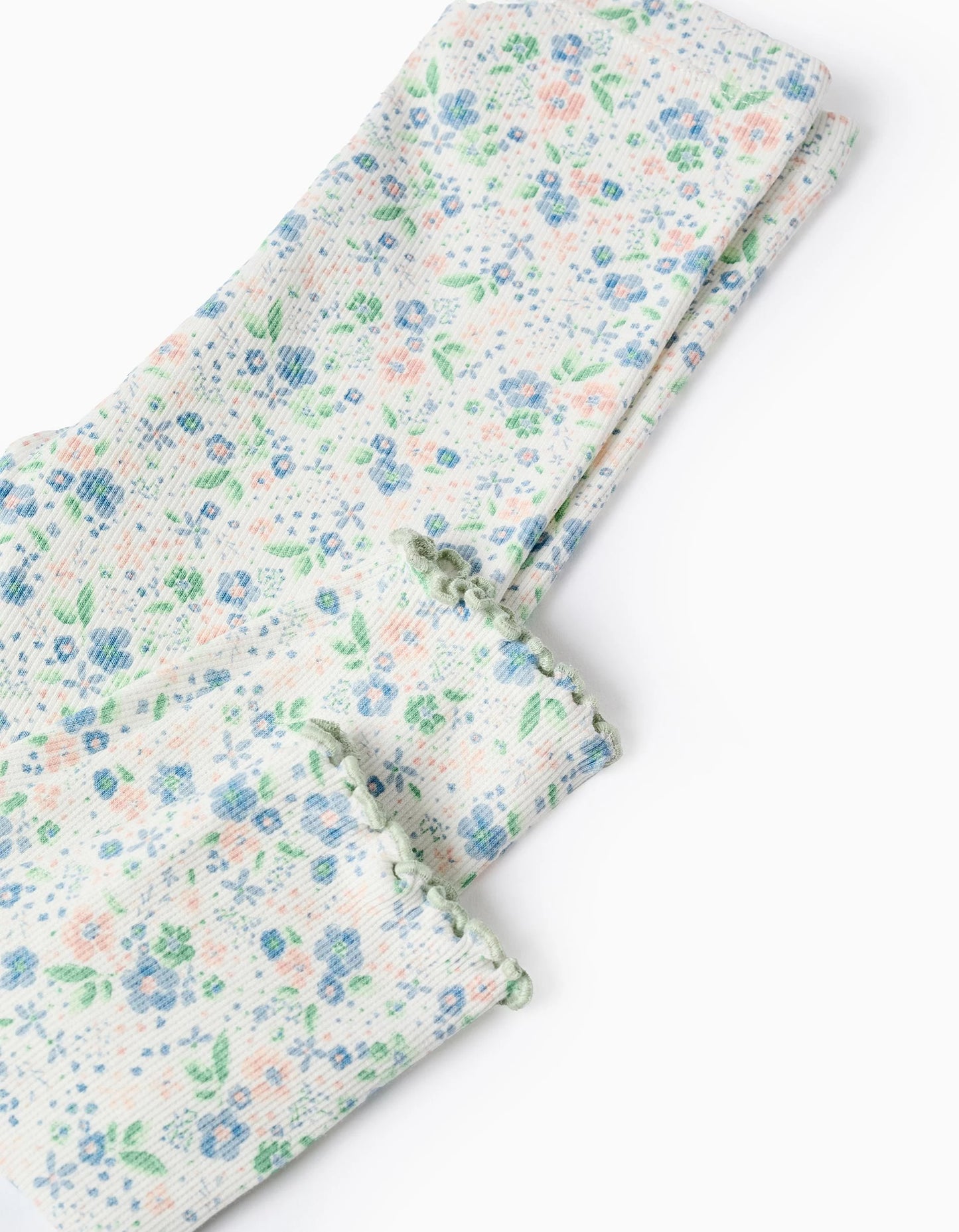 Top + Floral Ribbed Leggings for Baby Girls, Green/White