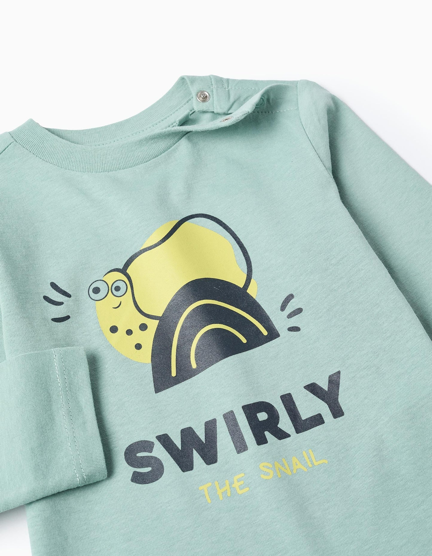 Long Sleeve Cotton T-Shirt for Baby Boys 'Snail', Green