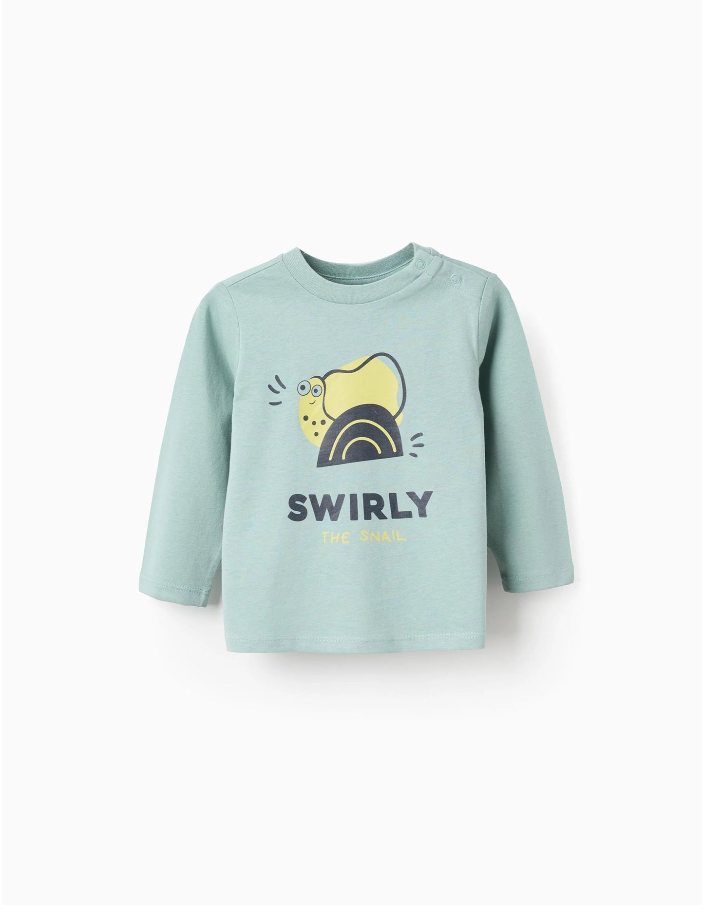 Long Sleeve Cotton T-Shirt for Baby Boys 'Snail', Green