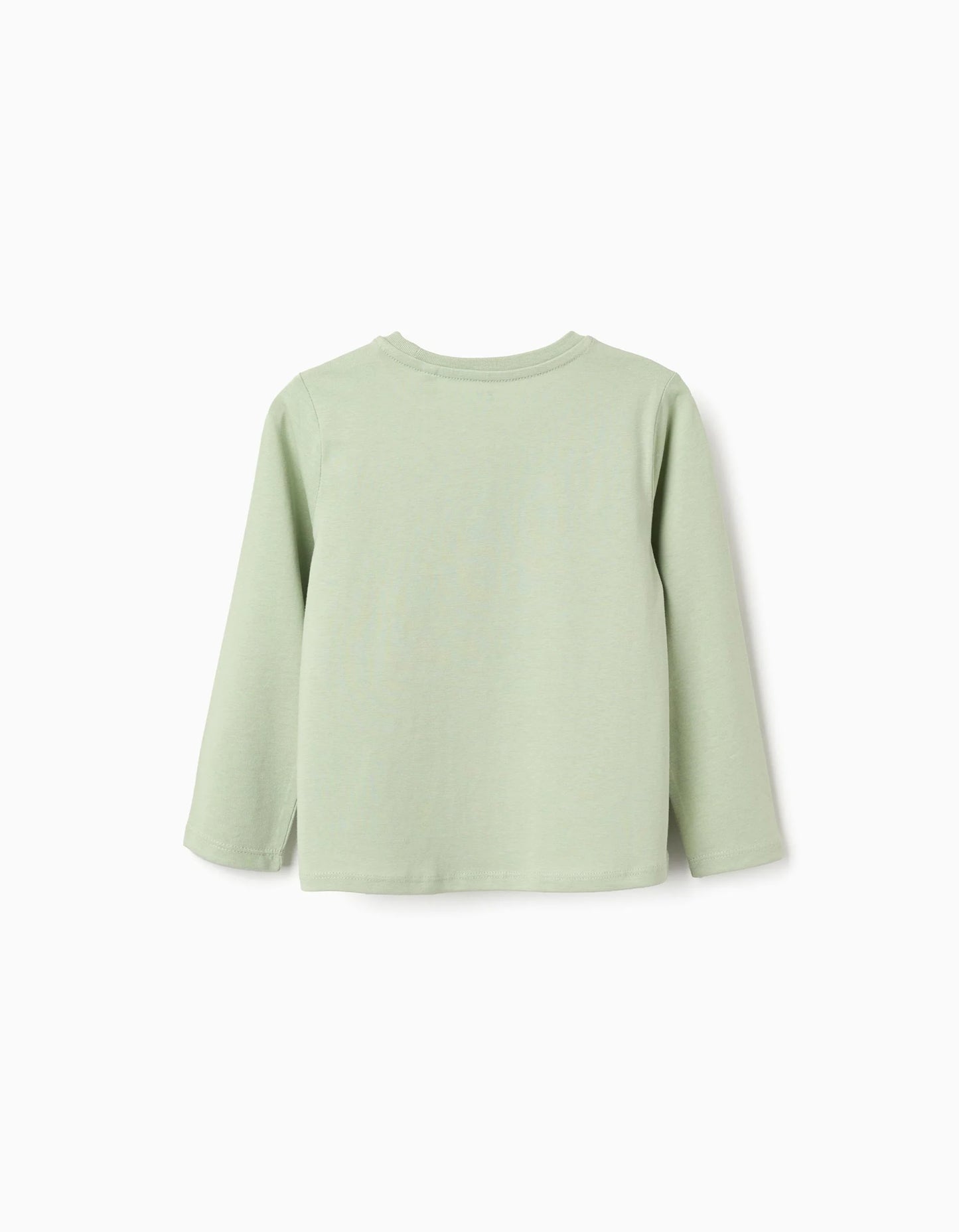 Long sleeve cotton T-shirt with 'Fully Awake' print for girls, light green